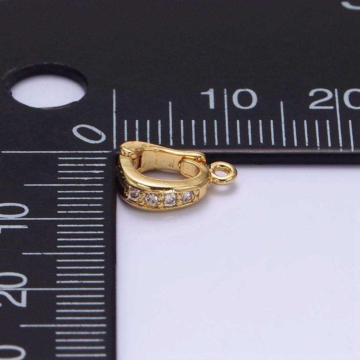 14K Gold Filled Clear Micro Paved CZ Snap Interchangeable Charm Holder Jewelry Supply in Gold & Silver | Z-461 Z-462