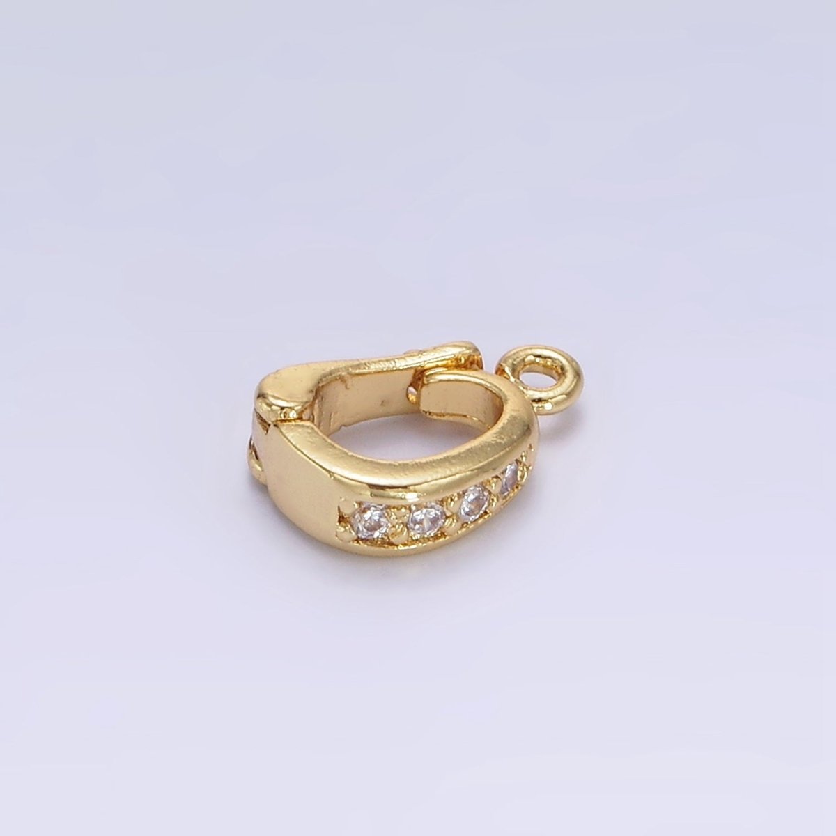 14K Gold Filled Clear Micro Paved CZ Snap Interchangeable Charm Holder Jewelry Supply in Gold & Silver | Z-461 Z-462