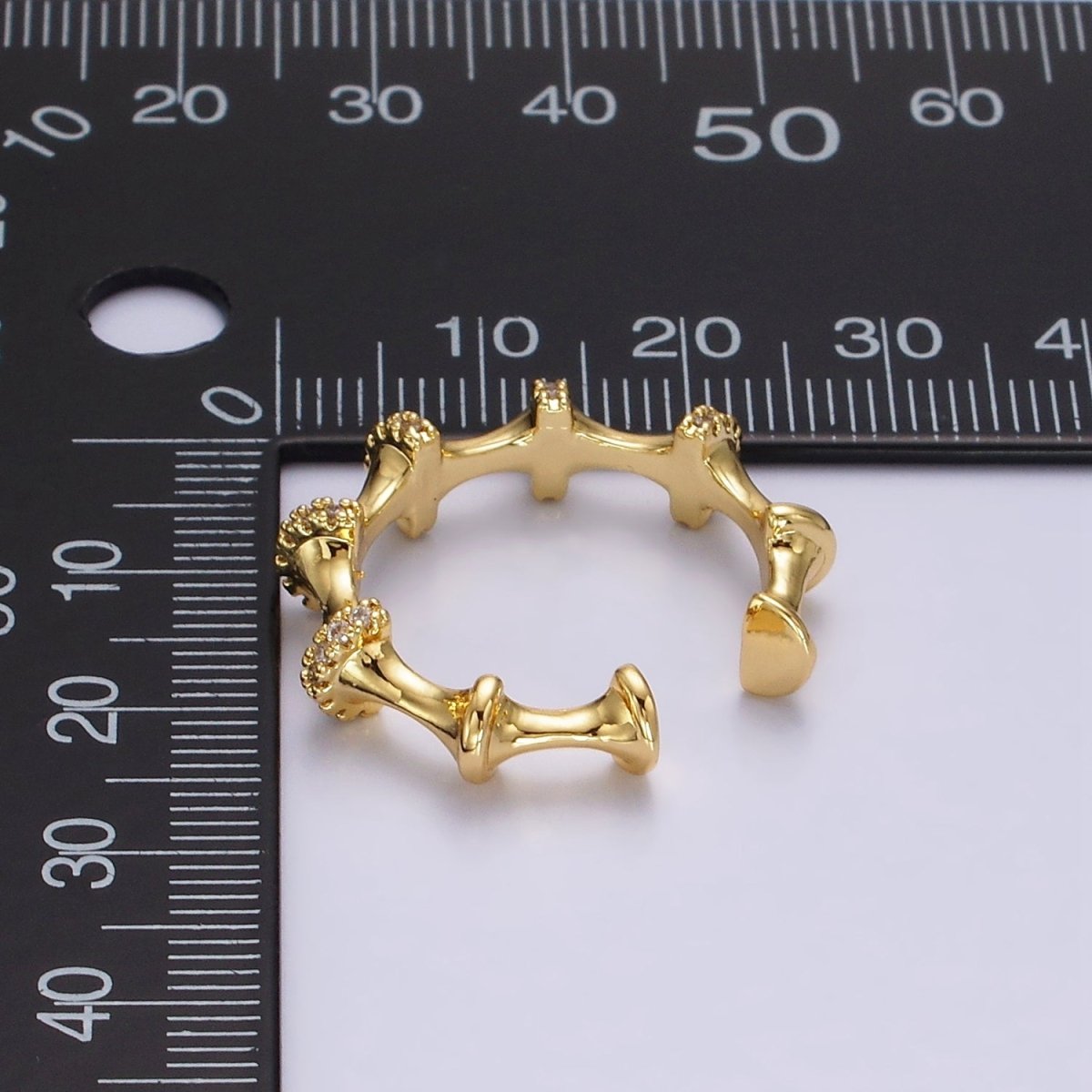 14K Gold Filled Clear Multiple Micro Paved CZ Bar Curved Ring | O1170