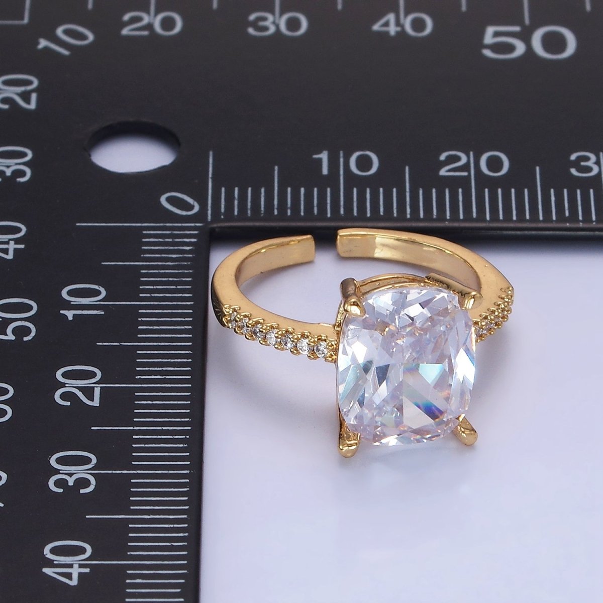 14K Gold Filled Clear Oval CZ Micro Paved Solitaire Ring | O1327 - DLUXCA