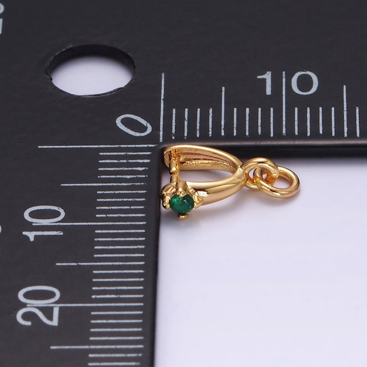 14K Gold Filled Clear, Pink, Fuchsia, Green CZ Snap Bail Charm Jewelry Making Findings Supply | Z641 - Z644