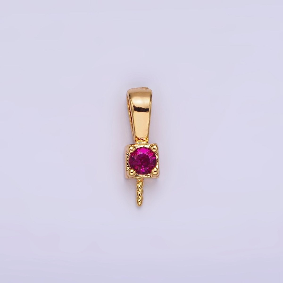 14K Gold Filled Clear, Pink, Green, Fuchsia CZ Drill Pendant Bail Jewelry Making Findings Supply | Z-511 - Z-514