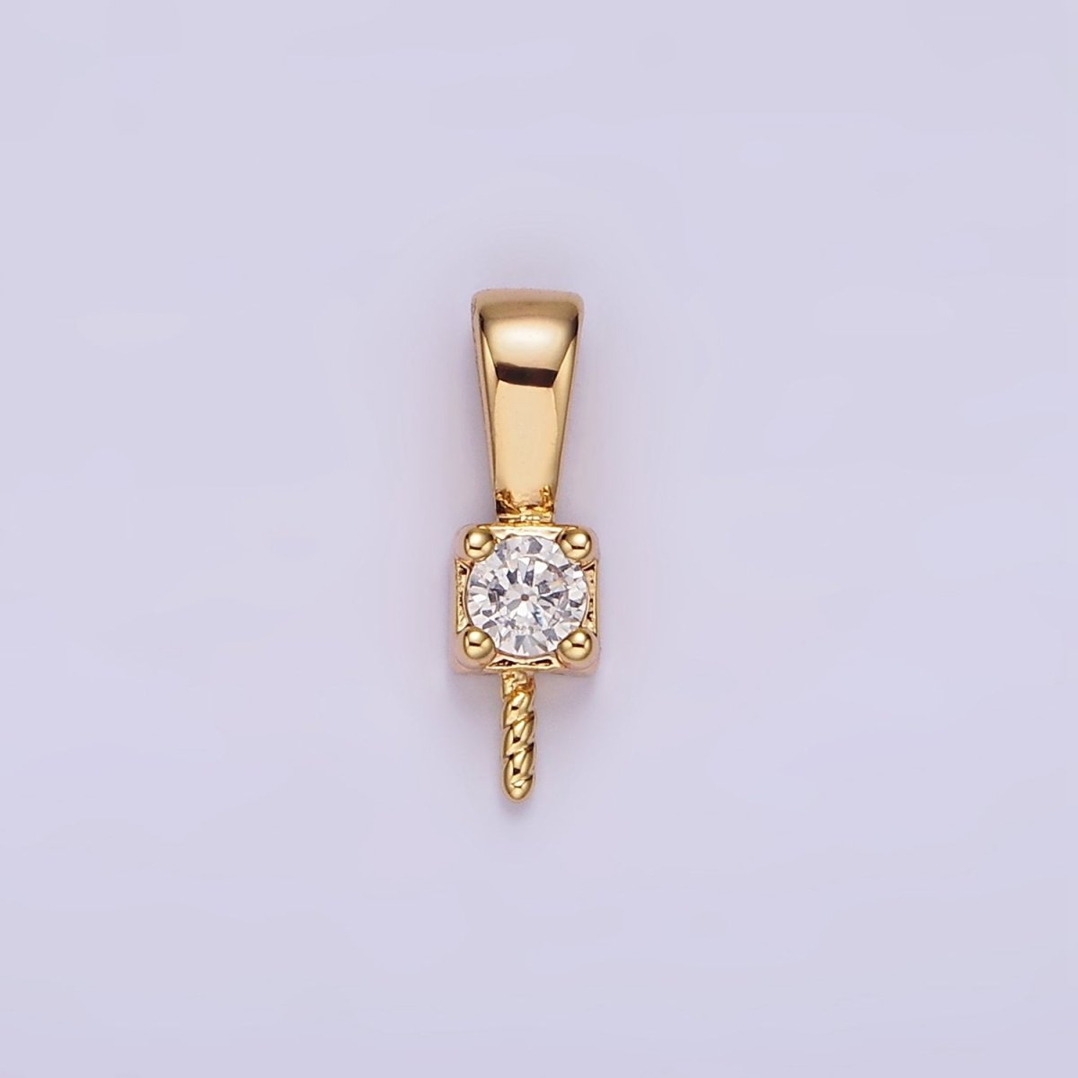 14K Gold Filled Clear, Pink, Green, Fuchsia CZ Drill Pendant Bail Jewelry Making Findings Supply | Z-511 - Z-514