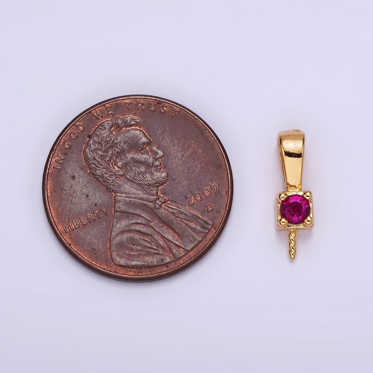 14K Gold Filled Clear, Pink, Green, Fuchsia CZ Drill Pendant Bail Jewelry Making Findings Supply | Z-511 - Z-514