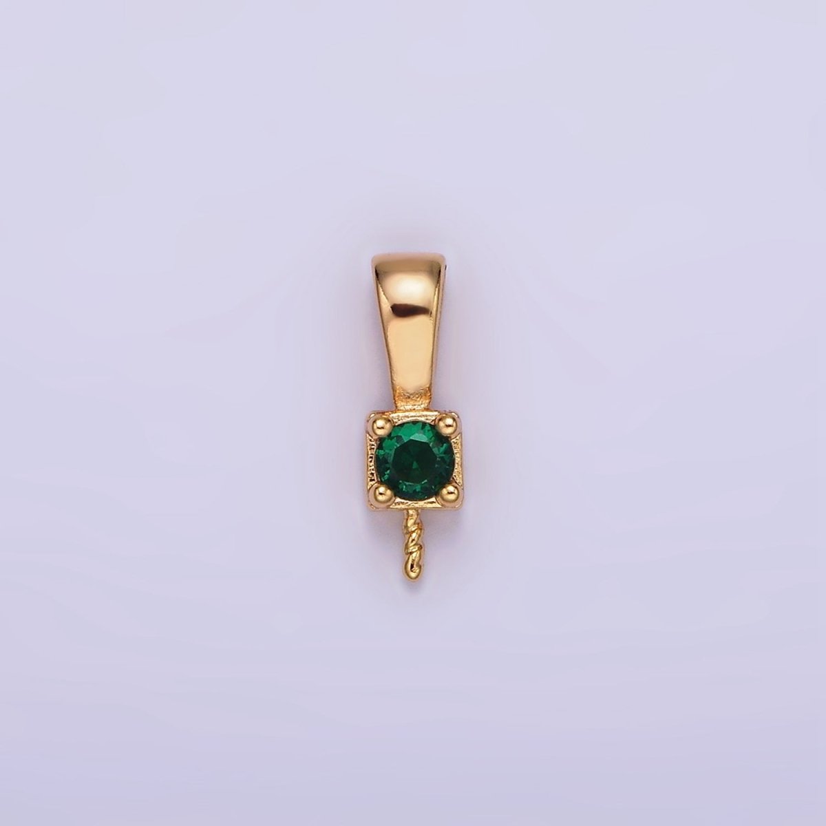 14K Gold Filled Clear, Pink, Green, Fuchsia CZ Drill Pendant Bail Jewelry Making Findings Supply | Z-511 - Z-514