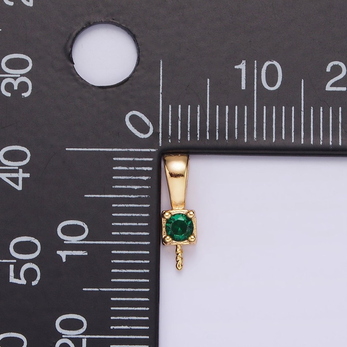 14K Gold Filled Clear, Pink, Green, Fuchsia CZ Drill Pendant Bail Jewelry Making Findings Supply | Z-511 - Z-514