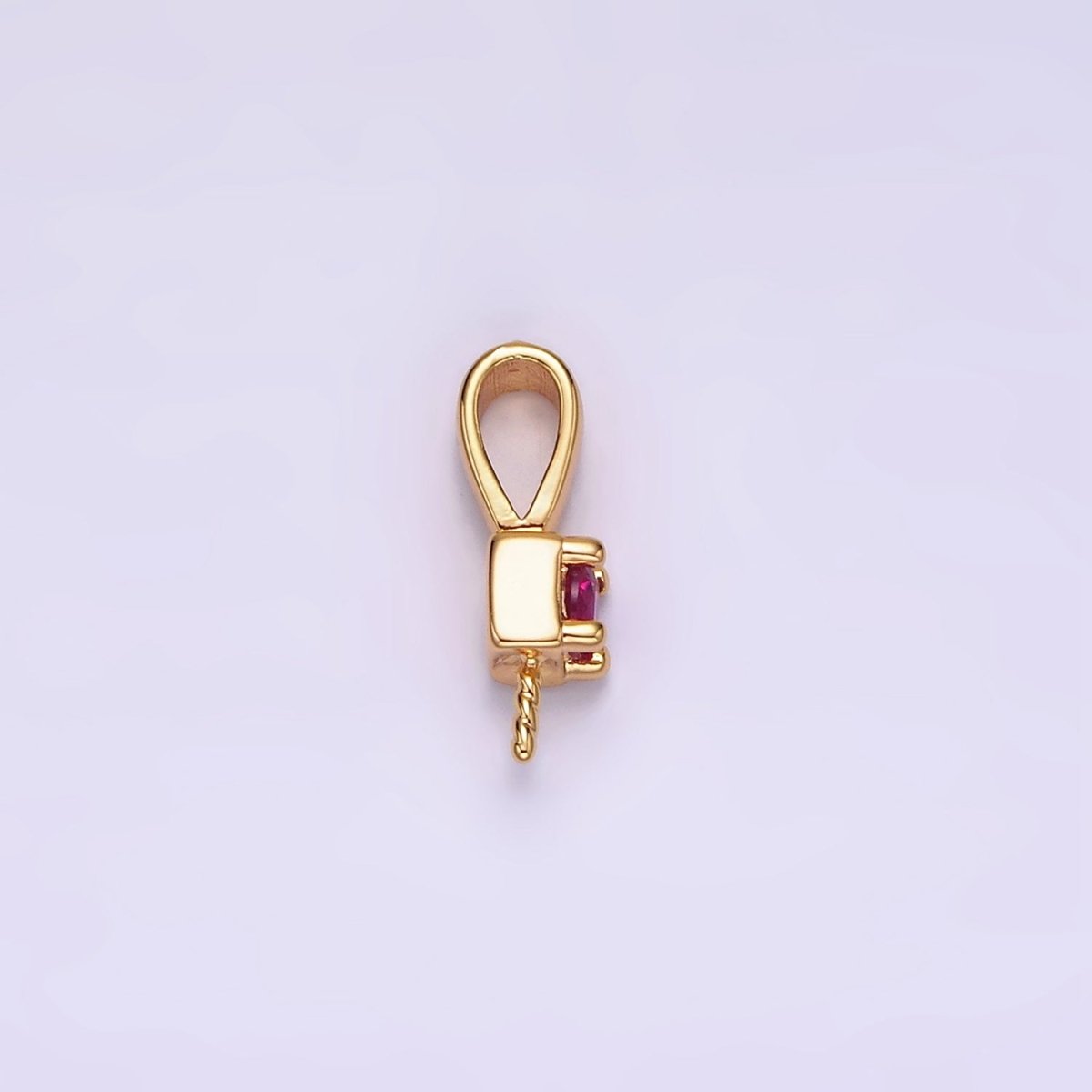 14K Gold Filled Clear, Pink, Green, Fuchsia CZ Drill Pendant Bail Jewelry Making Findings Supply | Z-511 - Z-514