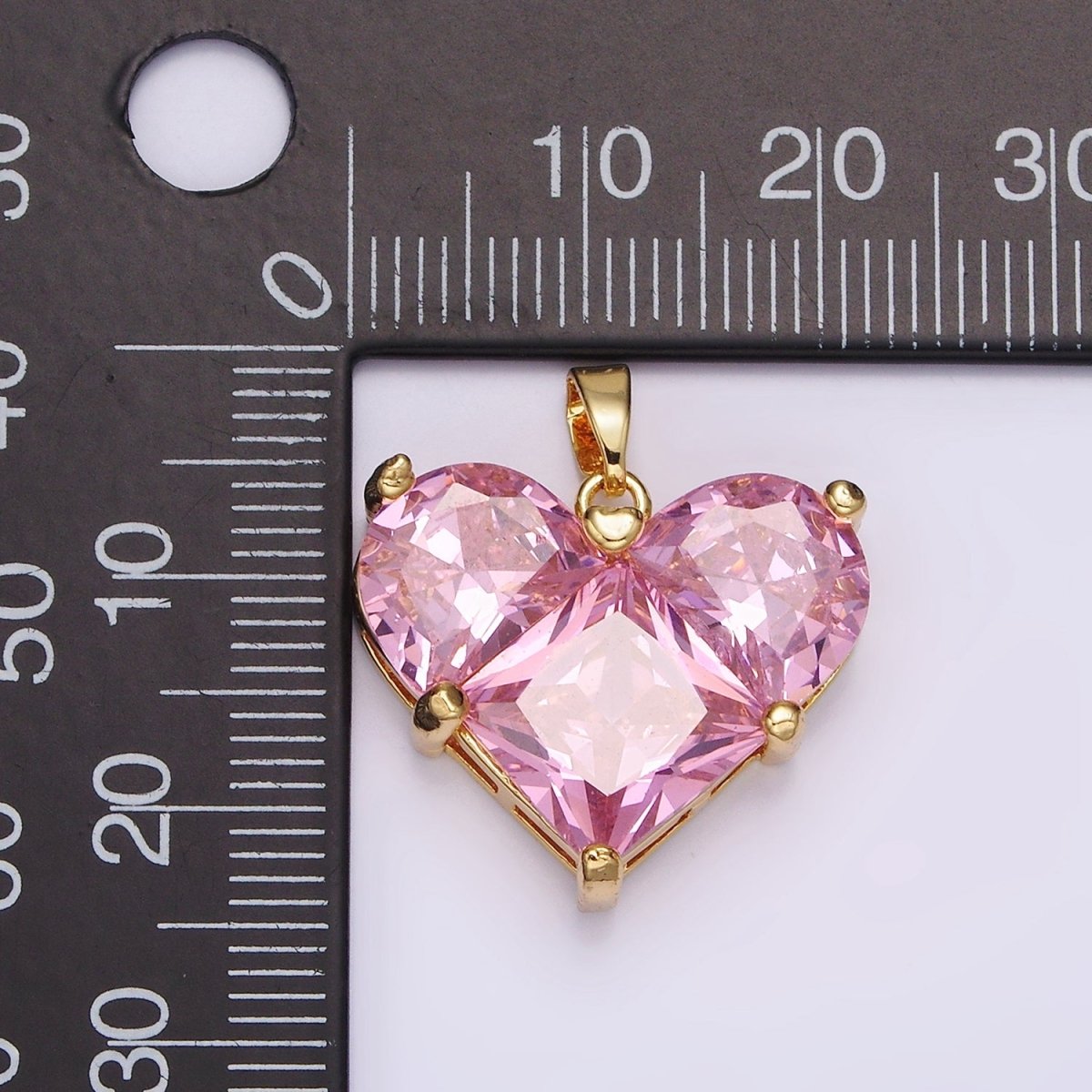14K Gold Filled Clear, Pink Pixelated Pendant in Gold & Silver | N1809 - N1812