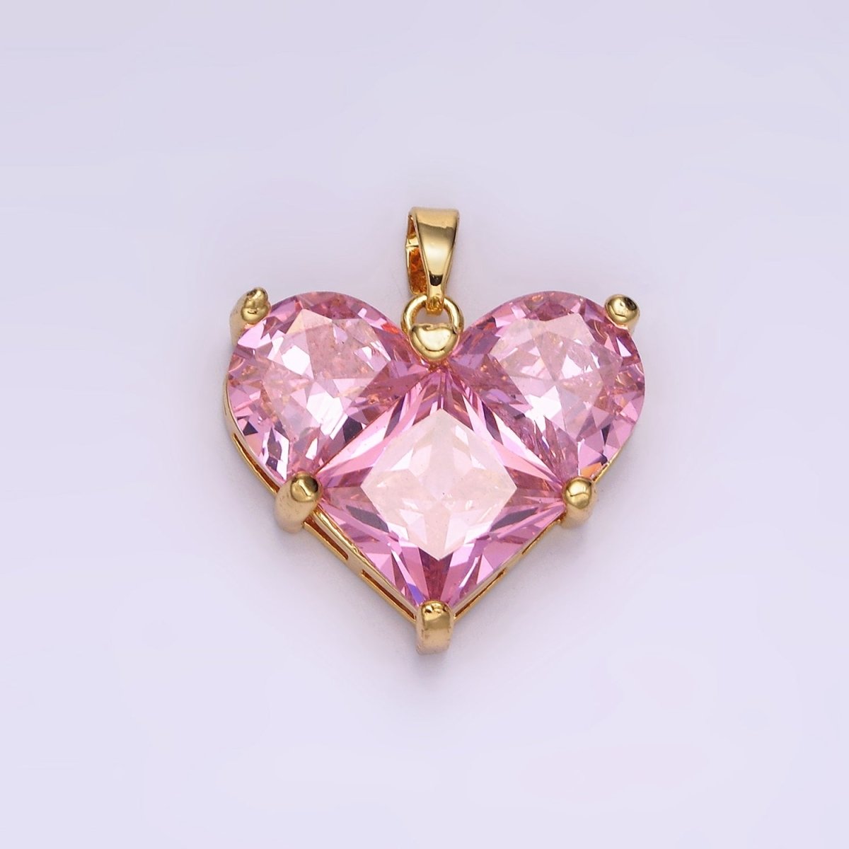 14K Gold Filled Clear, Pink Pixelated Pendant in Gold & Silver | N1809 - N1812