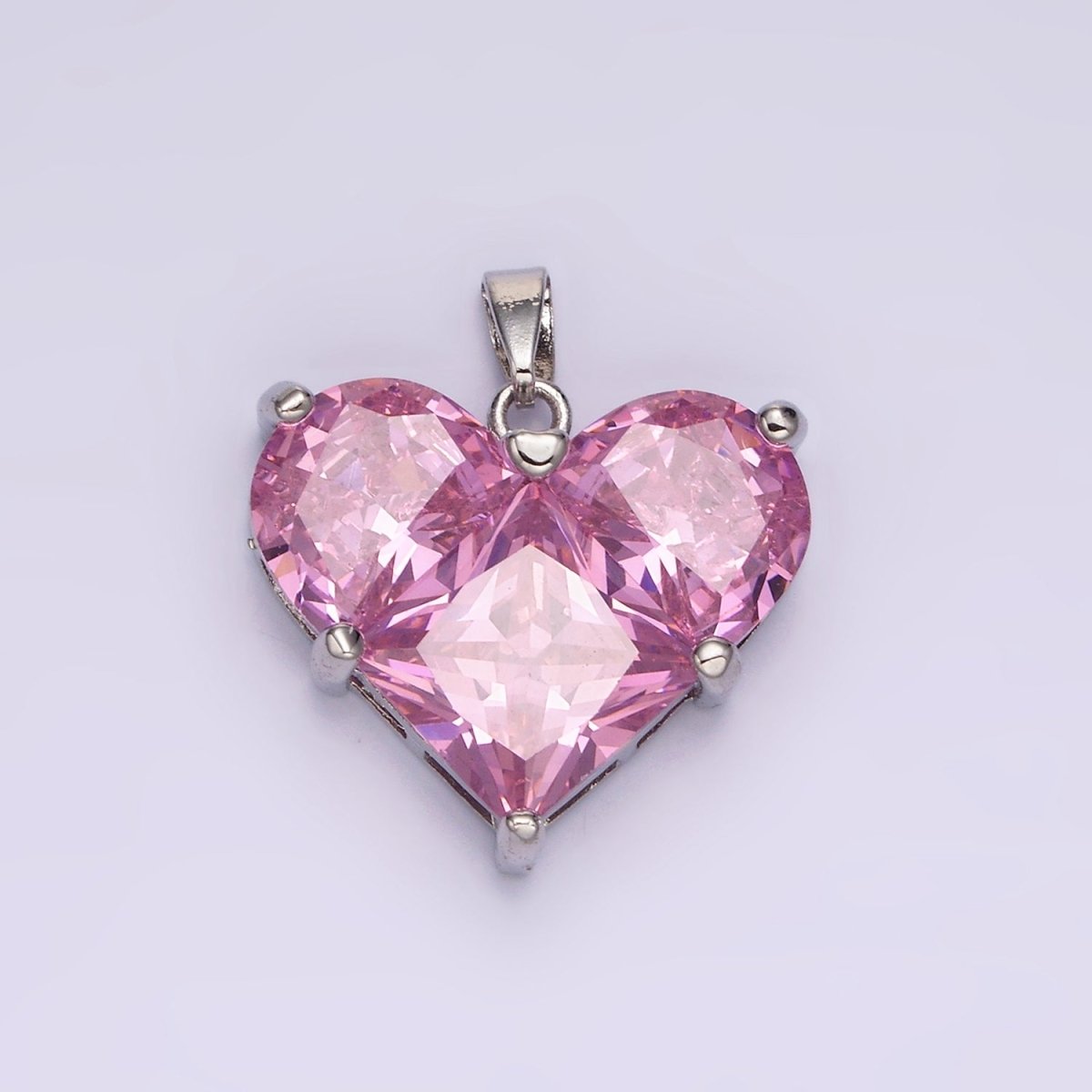 14K Gold Filled Clear, Pink Pixelated Pendant in Gold & Silver | N1809 - N1812