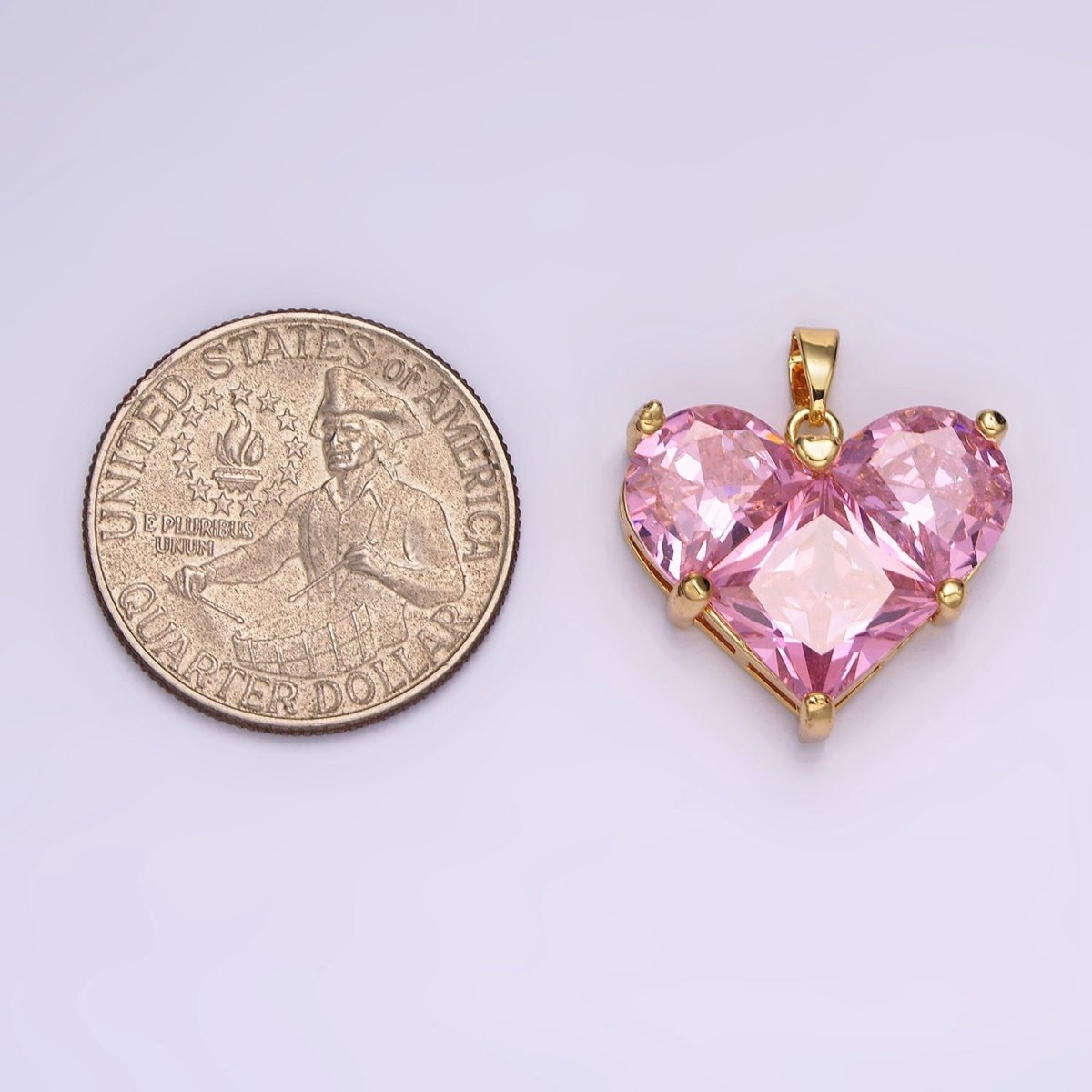 14K Gold Filled Clear, Pink Pixelated Pendant in Gold & Silver | N1809 - N1812