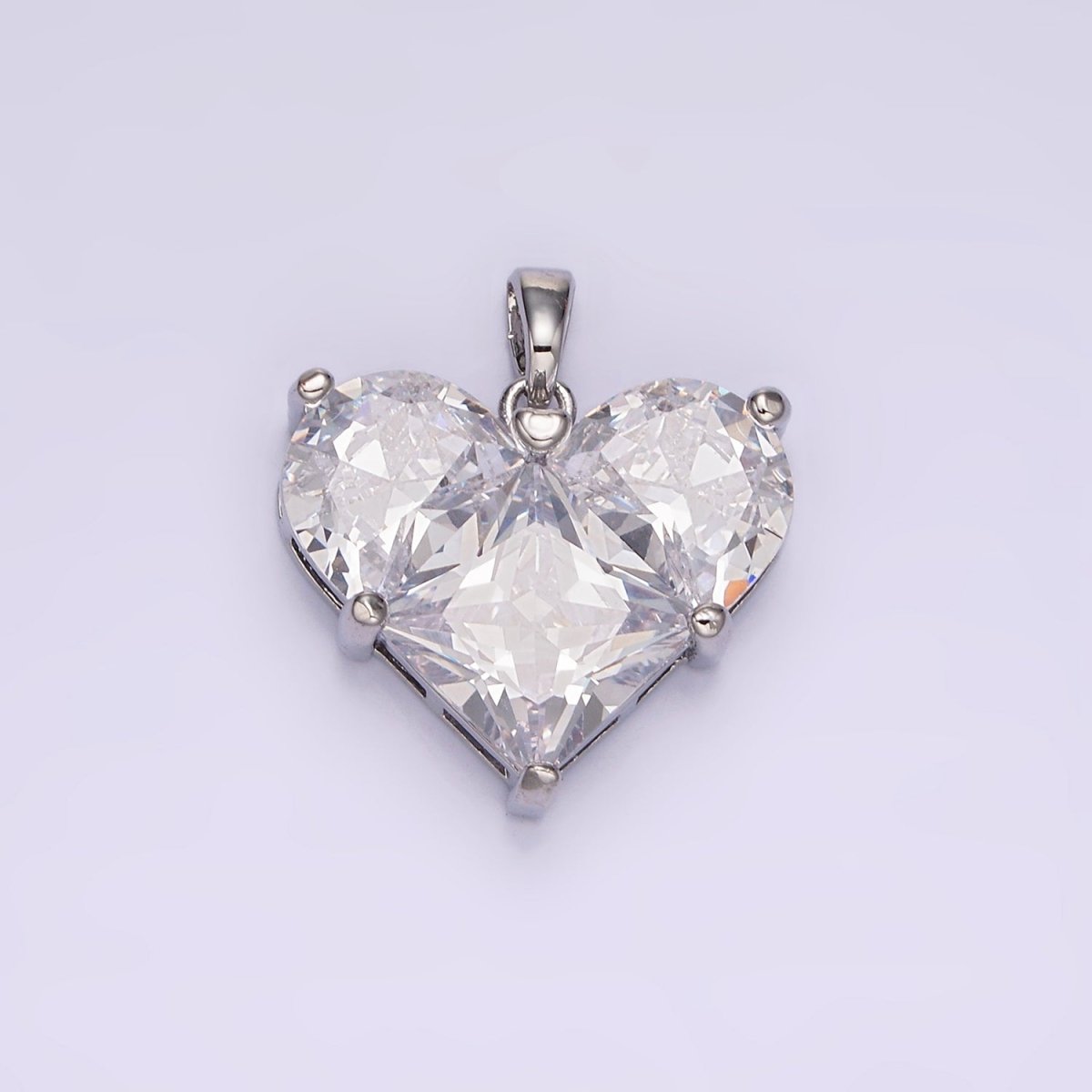 14K Gold Filled Clear, Pink Pixelated Pendant in Gold & Silver | N1809 - N1812