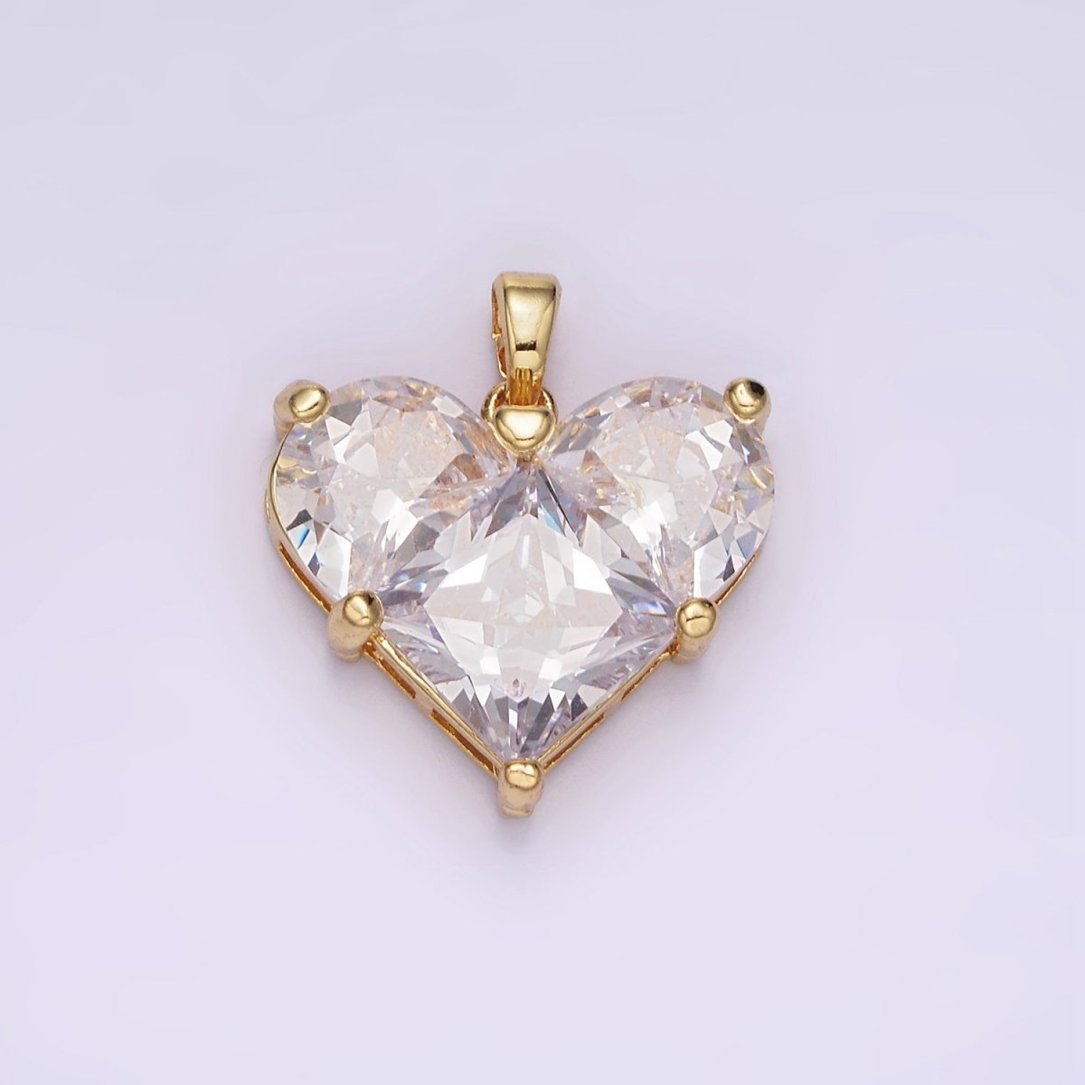 14K Gold Filled Clear, Pink Pixelated Pendant in Gold & Silver | N1809 - N1812