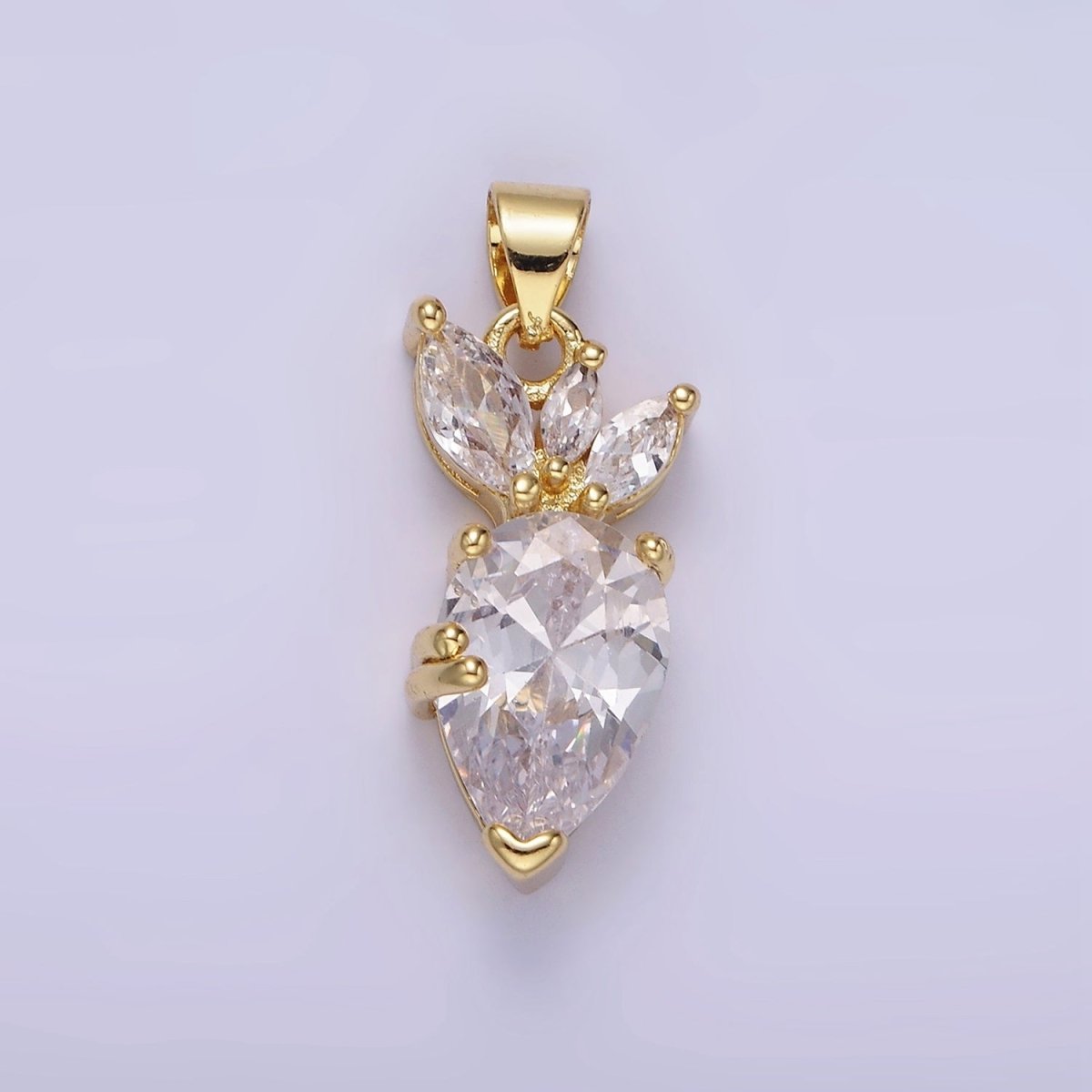14K Gold Filled Clear, Pink, Purple CZ Carrot Vegetable Pendant | AA1138 AA1139