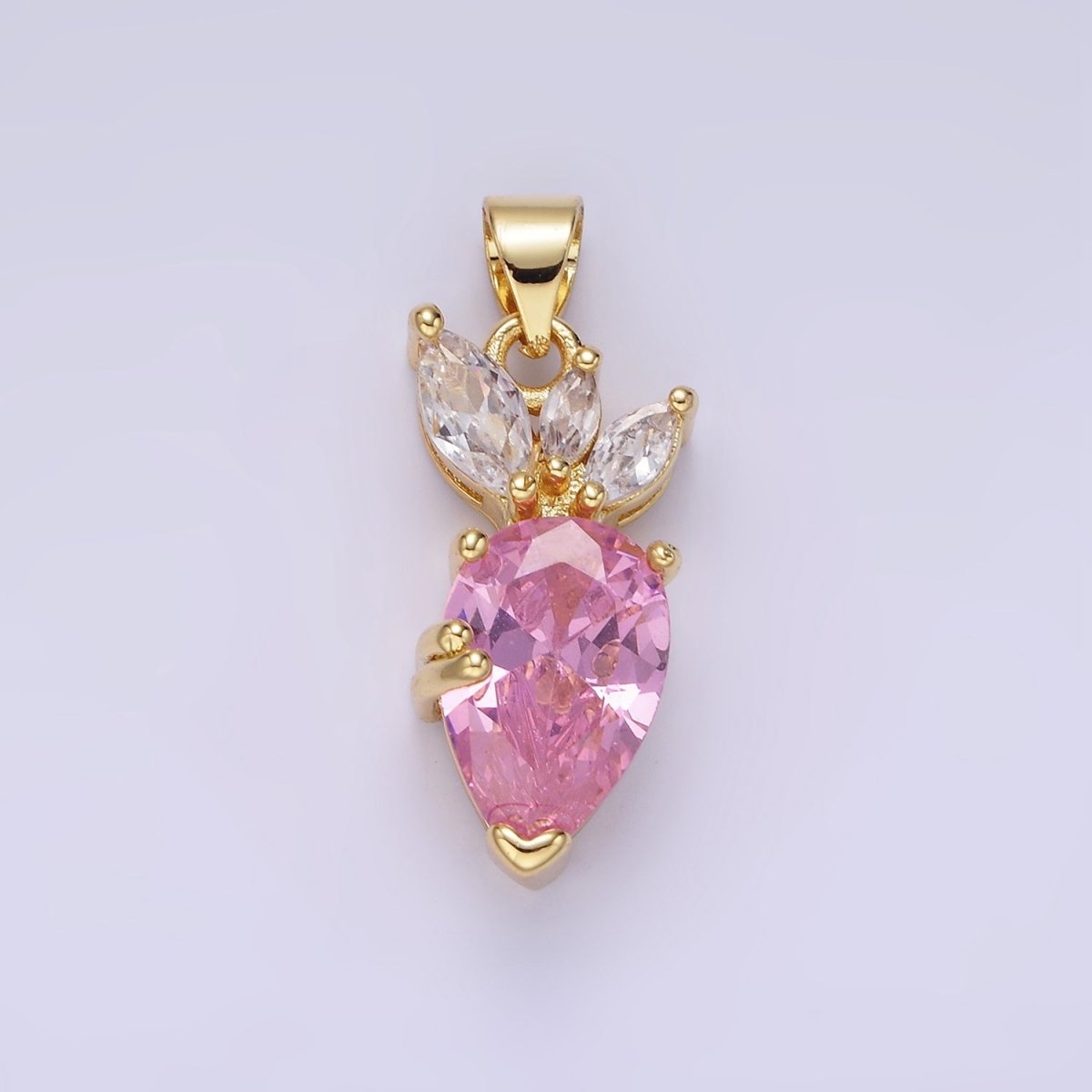 14K Gold Filled Clear, Pink, Purple CZ Carrot Vegetable Pendant | AA1138 AA1139