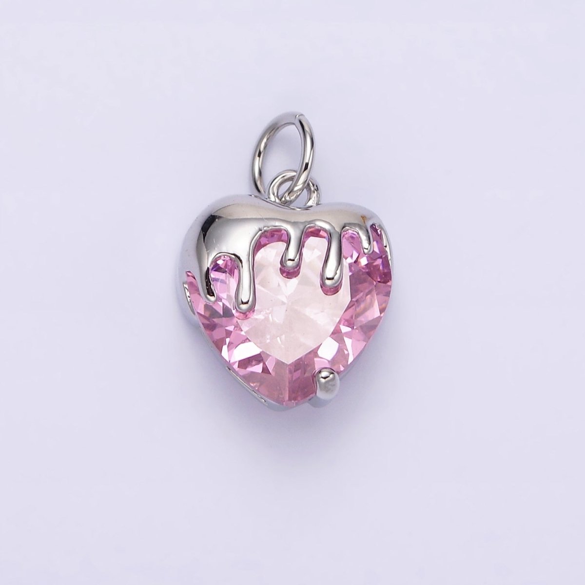 14K Gold Filled Clear, Pink, Purple, Yellow. Black Heart CZ Molten Drip Charm in Gold & Silver | N1537 - N1546