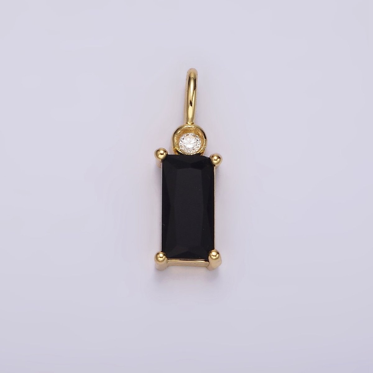 14K Gold Filled Clear, Purple, Fuchsia, Green, Blue, Black Baguette CZ Pendant | N1955 - N1960