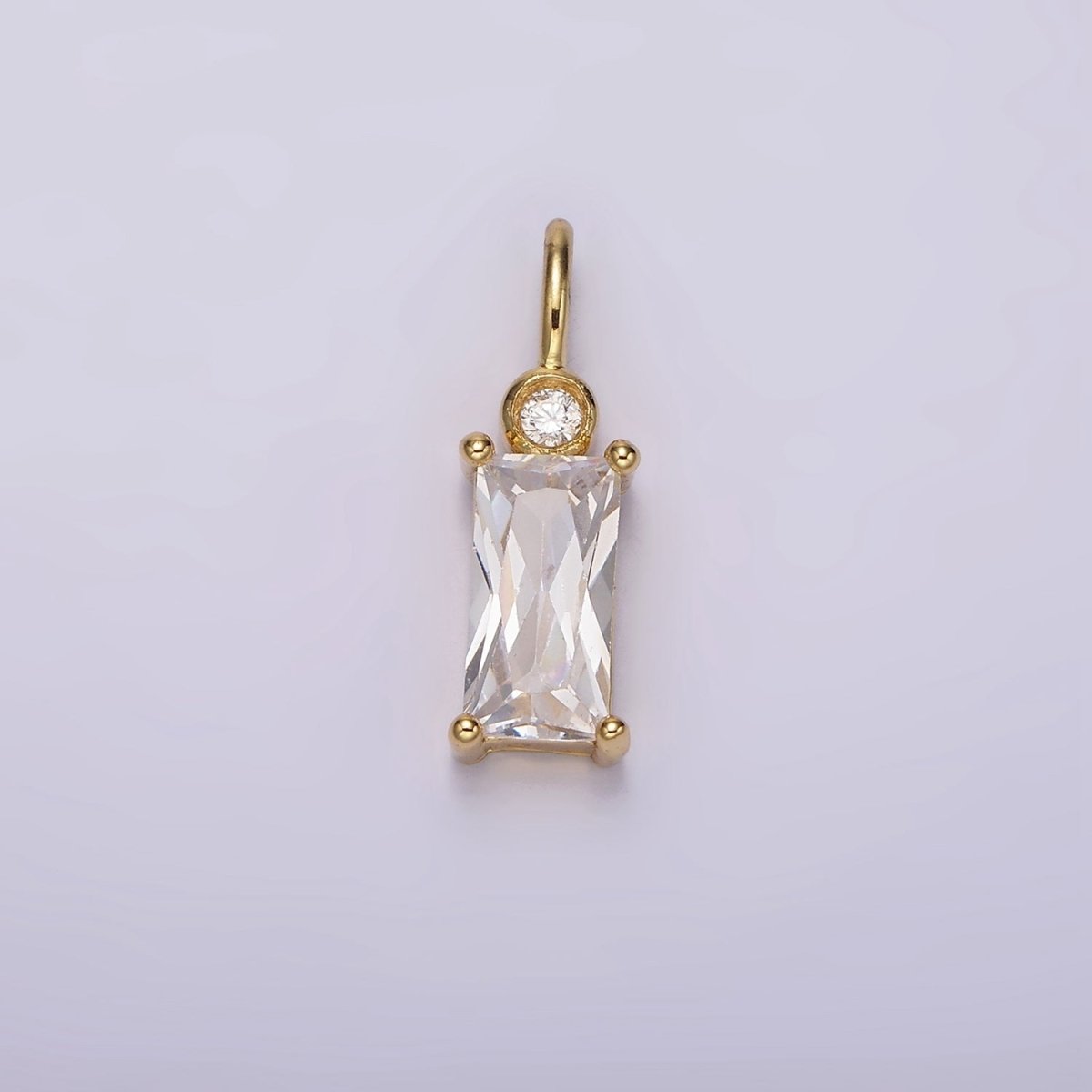14K Gold Filled Clear, Purple, Fuchsia, Green, Blue, Black Baguette CZ Pendant | N1955 - N1960