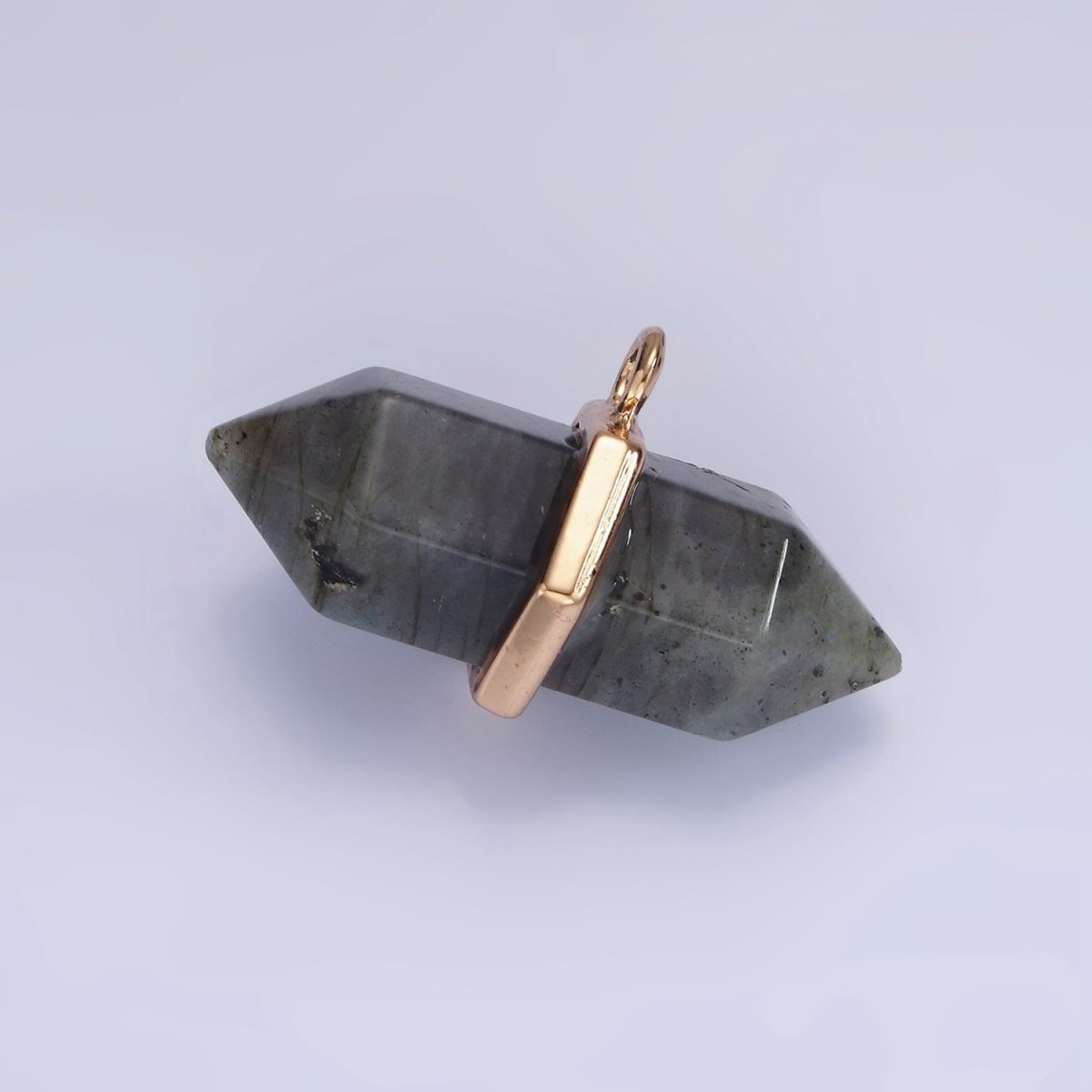 14K Gold Filled Clear Quartz, Lapis Lazuli, Tiger Eye, Rose Quartz, Onyx, Labradorite Pointed Wand Charm | N1678 - N1683