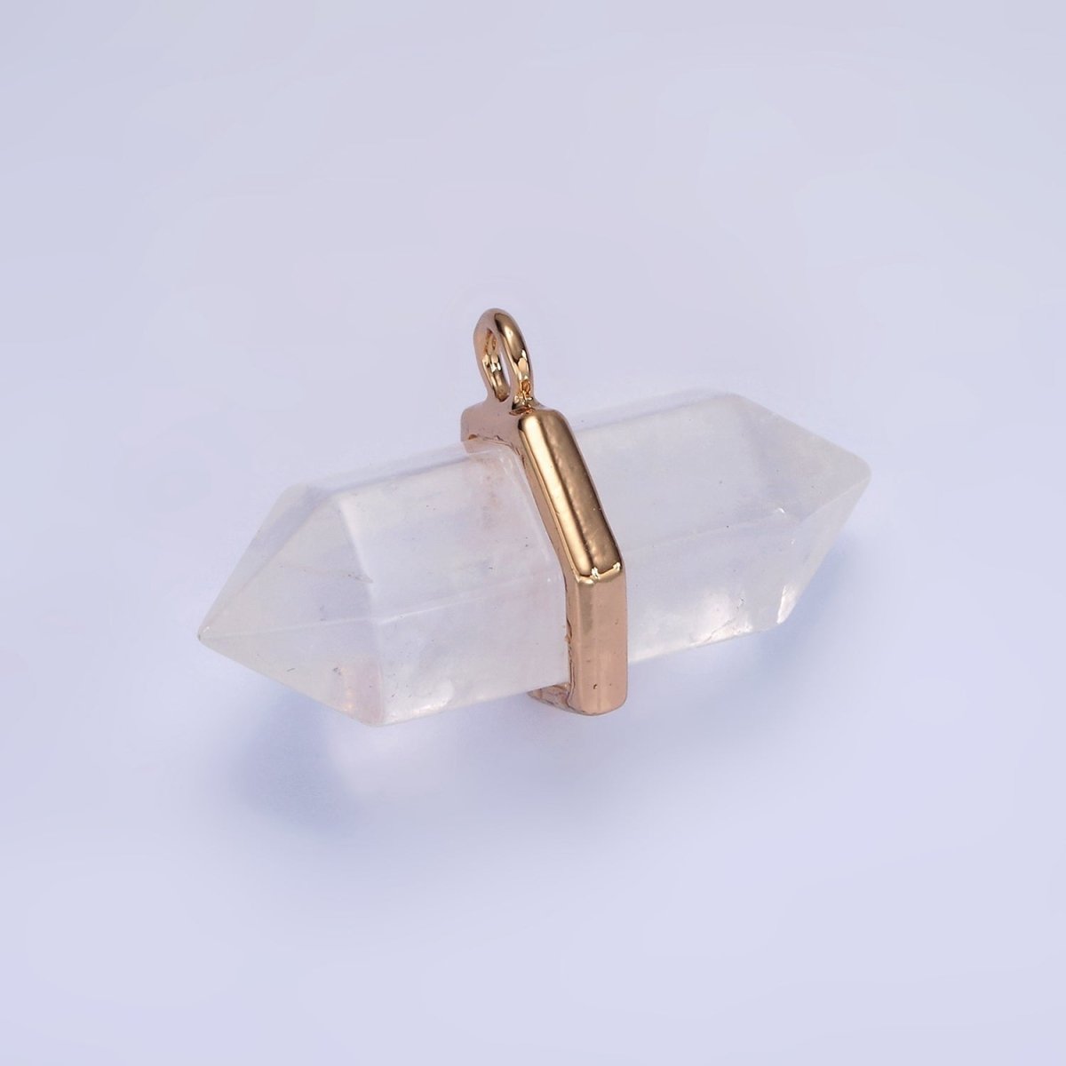 14K Gold Filled Clear Quartz, Lapis Lazuli, Tiger Eye, Rose Quartz, Onyx, Labradorite Pointed Wand Charm | N1678 - N1683