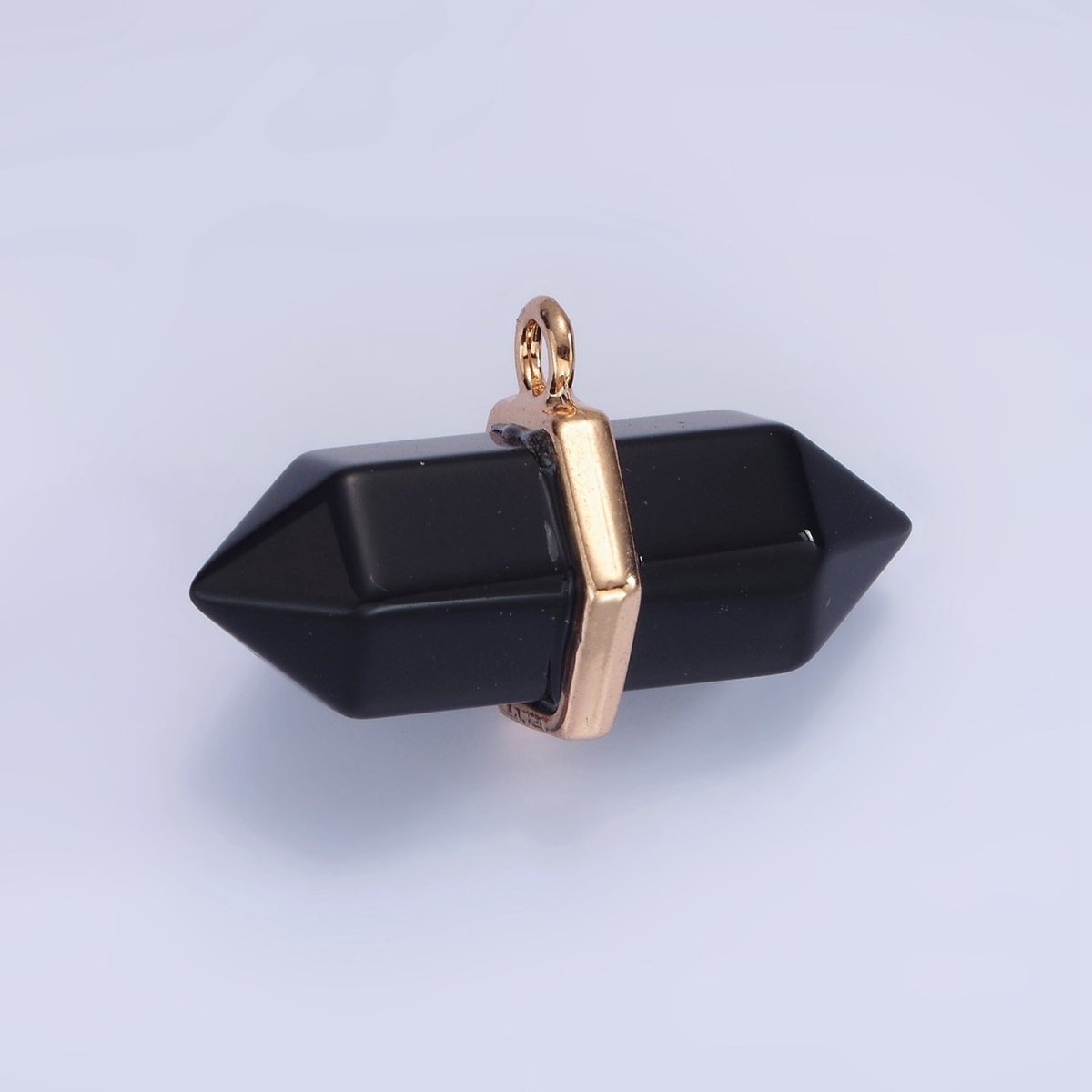 14K Gold Filled Clear Quartz, Lapis Lazuli, Tiger Eye, Rose Quartz, Onyx, Labradorite Pointed Wand Charm | N1678 - N1683