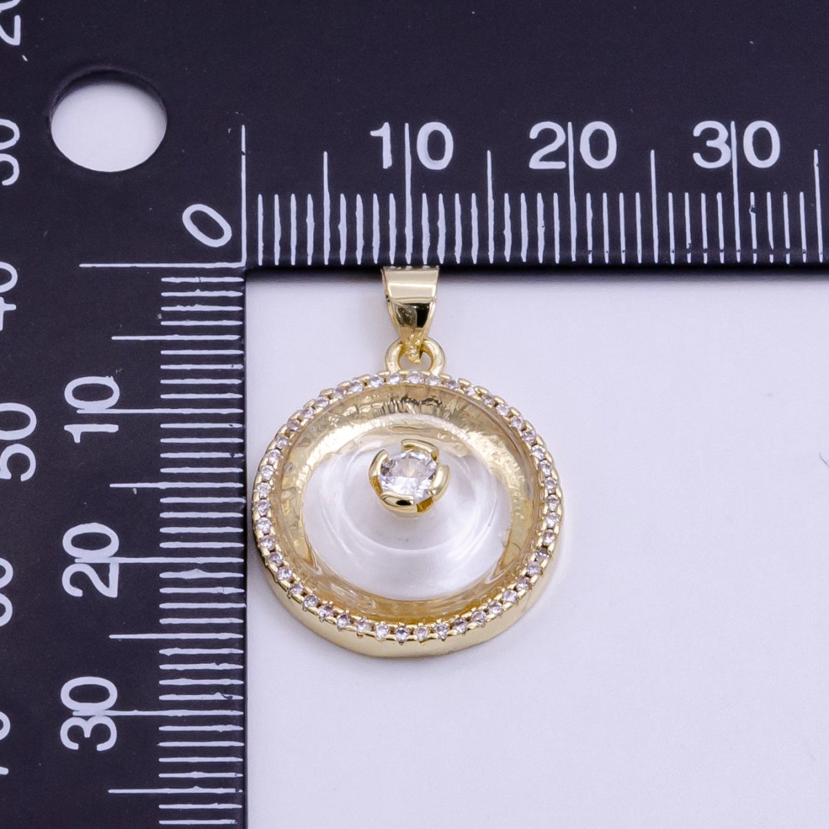 14K Gold Filled Clear Quartz, Rose Quartz, Amethyst Round Micro Paved CZ Pendant | AH058 - AH060
