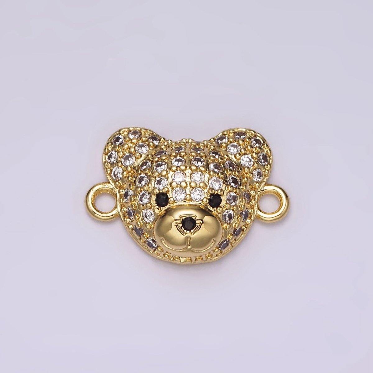 14K Gold Filled Clear, Turquoise Micro Paved CZ Teddy Bear Animal Connector in Gold & Silver | G257 - G258
