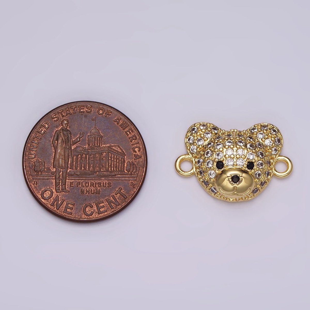 14K Gold Filled Clear, Turquoise Micro Paved CZ Teddy Bear Animal Connector in Gold & Silver | G257 - G258