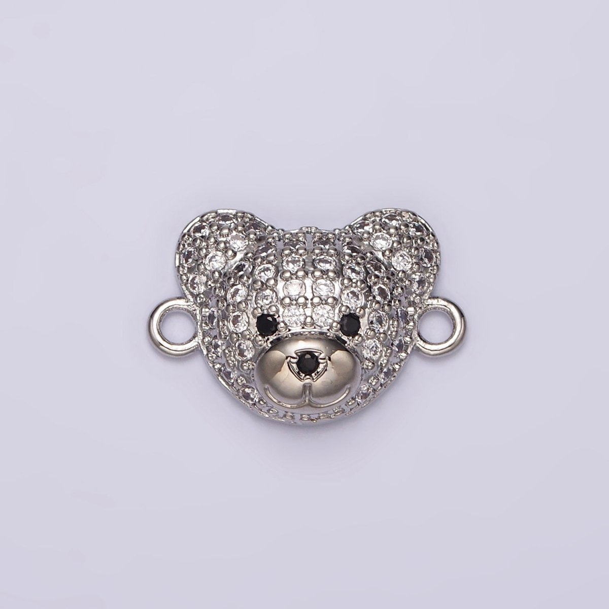 14K Gold Filled Clear, Turquoise Micro Paved CZ Teddy Bear Animal Connector in Gold & Silver | G257 - G258