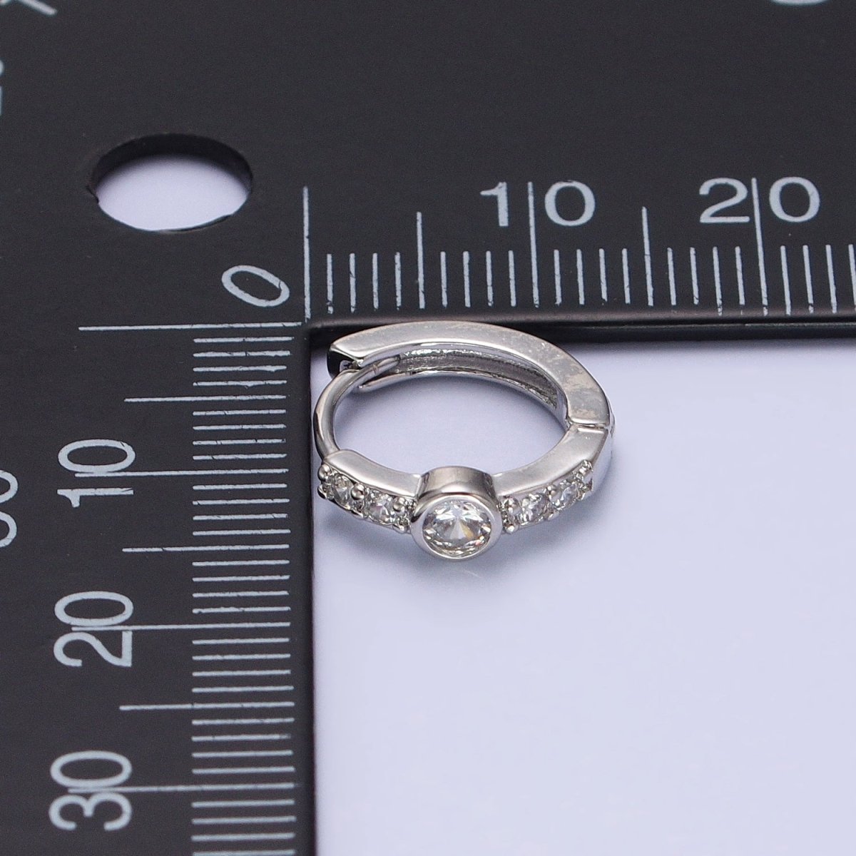 14K Gold Filled Clear, Turquoise Round Micro Paved CZ 13mm Cartilage Huggie Earrings in Gold & Silver | AB904 AB907 AB648 AE774