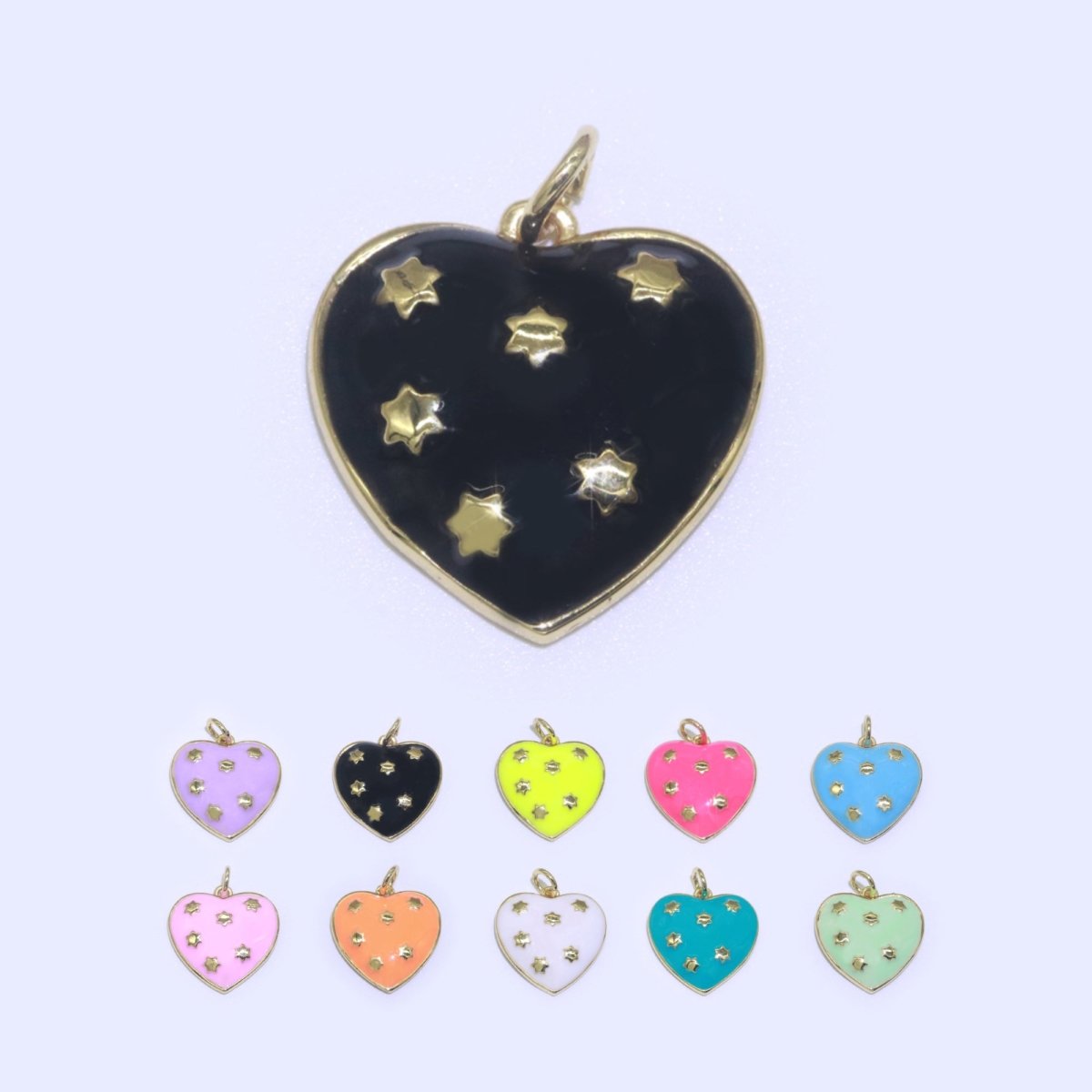 14K Gold Filled Colorful Enamel Heart Star Pendant Charm For Wholesale Pendants and Charms Jewelry Making Craft Supplies M-315