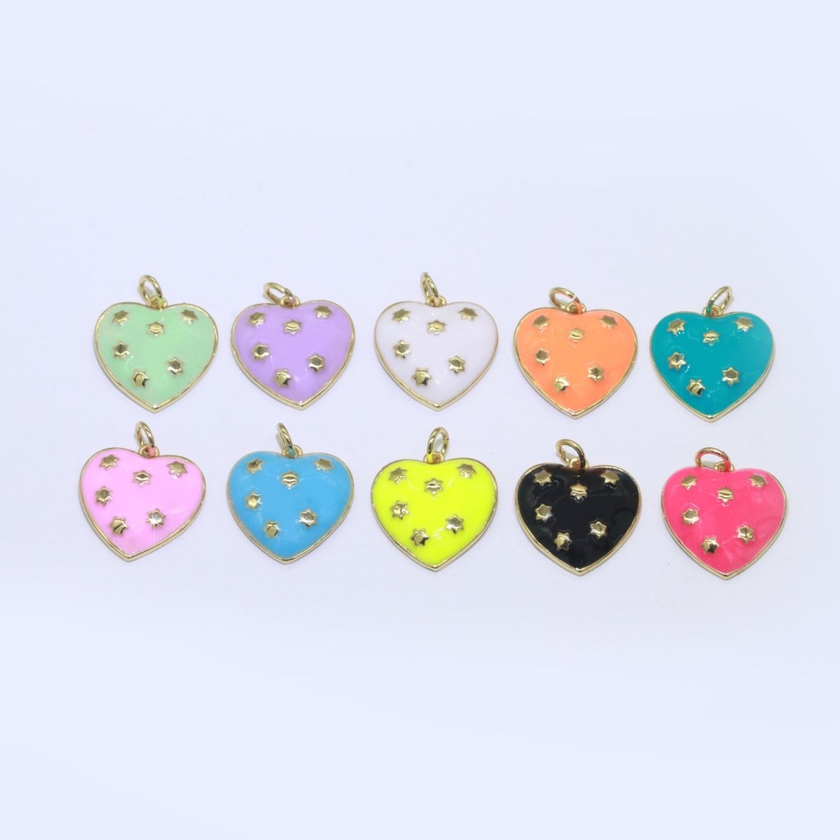 14K Gold Filled Colorful Enamel Heart Star Pendant Charm For Wholesale Pendants and Charms Jewelry Making Craft Supplies M-315