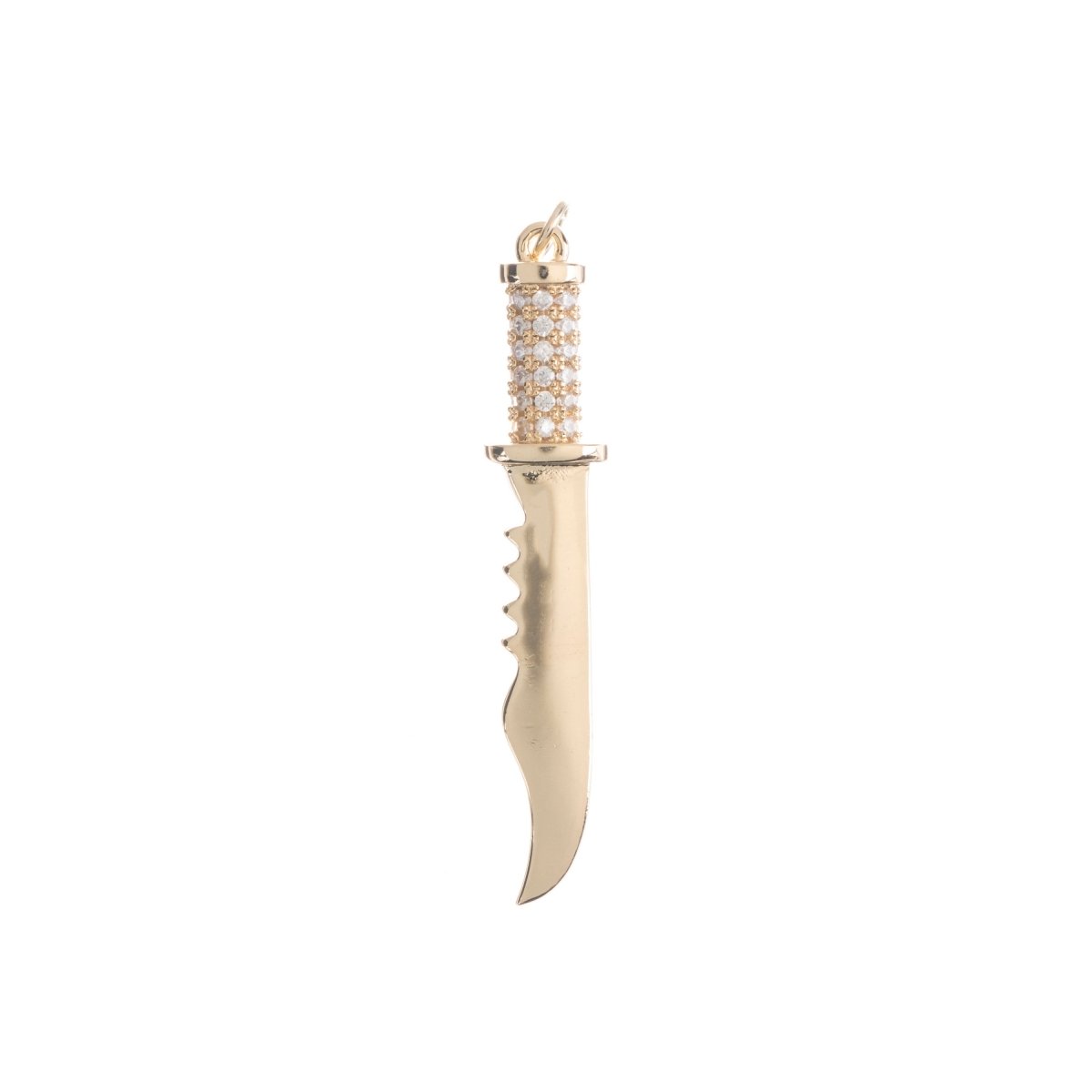14K Gold Filled Combat Military Knife Charm Pendant Cz Cubic Zircon w/ Bails Findings for Earring Necklace Jewelry Making Supplies H-797 - DLUXCA