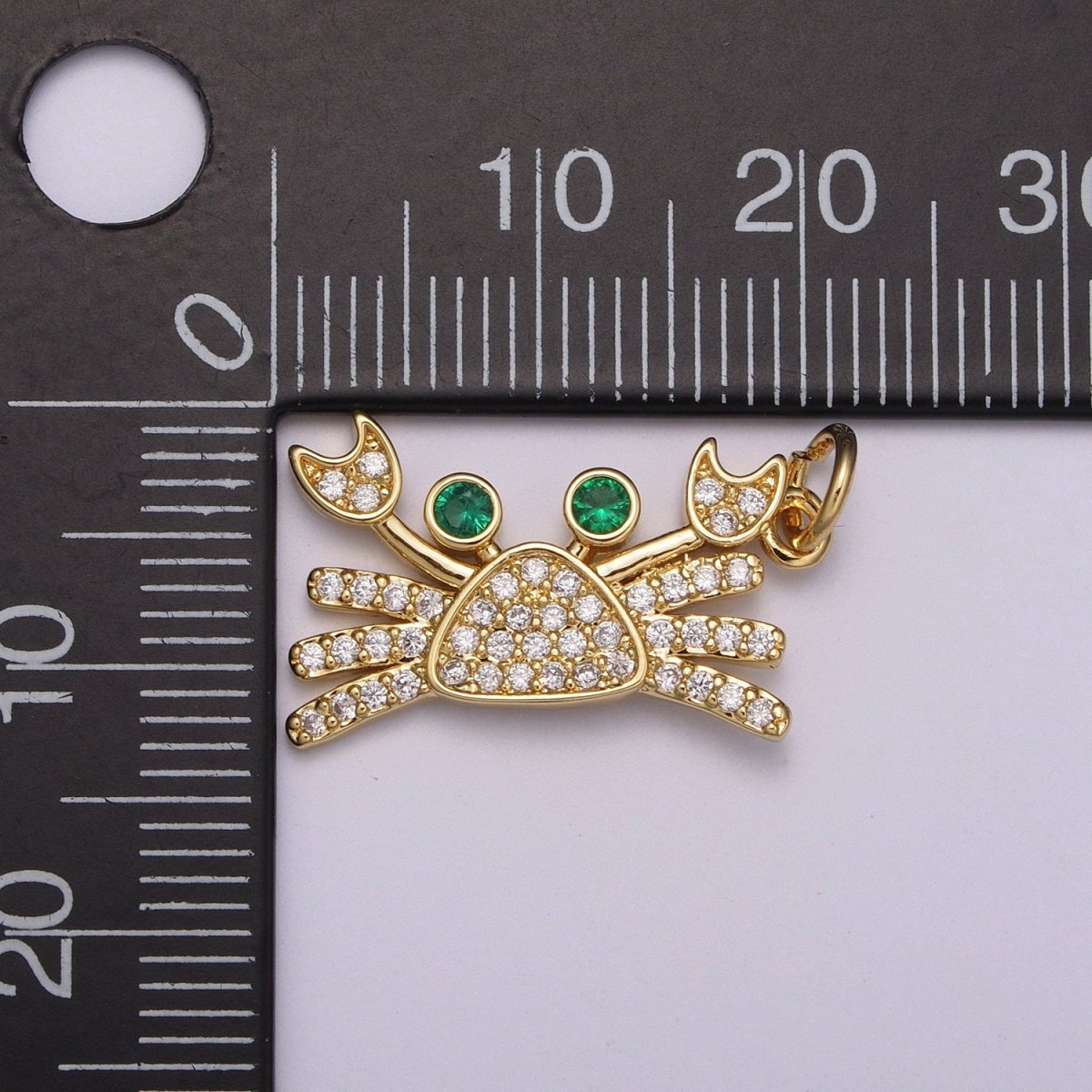14K Gold Filled Crab Pendant Charm With CZ Stones For Ocean Jewelry Making Crafting Supplies, M-814