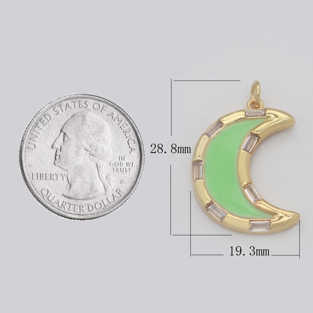14k Gold Filled Crescent Moon Charm CZ Micro Pave, Enamel Moon Pendant, Celestial Jewelry Cubic Zirconia Charm Bracelet Necklace Earring M-627 - M-636