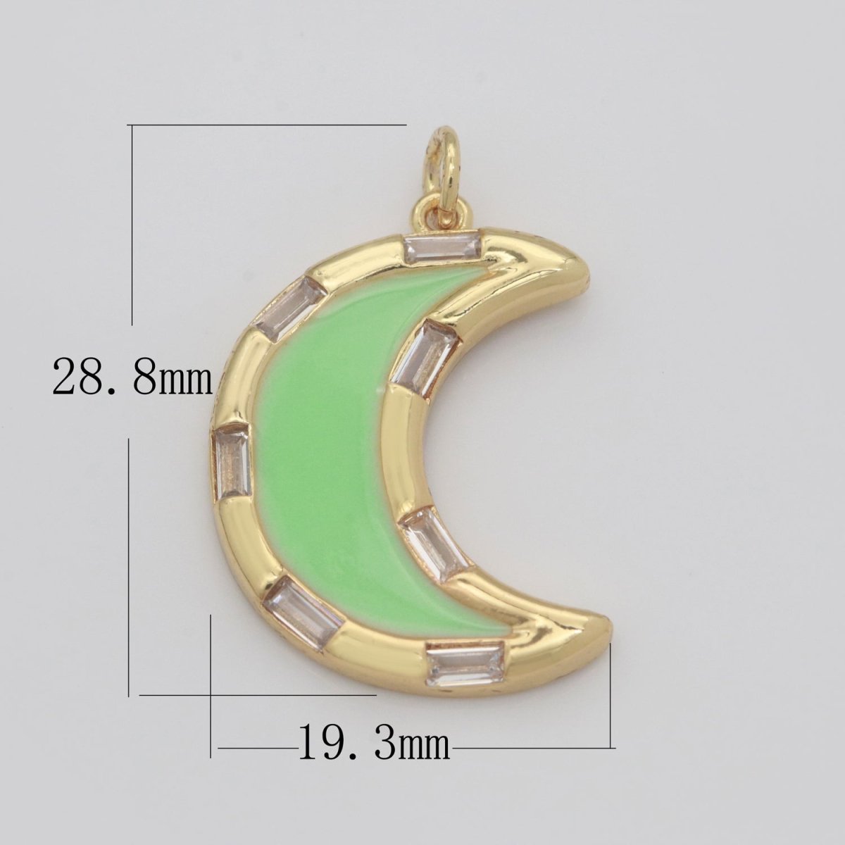 14k Gold Filled Crescent Moon Charm CZ Micro Pave, Enamel Moon Pendant, Celestial Jewelry Cubic Zirconia Charm Bracelet Necklace Earring M-627 - M-636