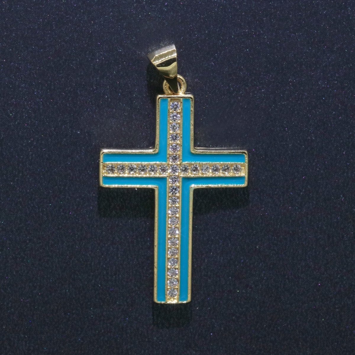 14K Gold Filled Cross Charm, Enamel Cross for Religious Statement Jewelry J-286~J-295