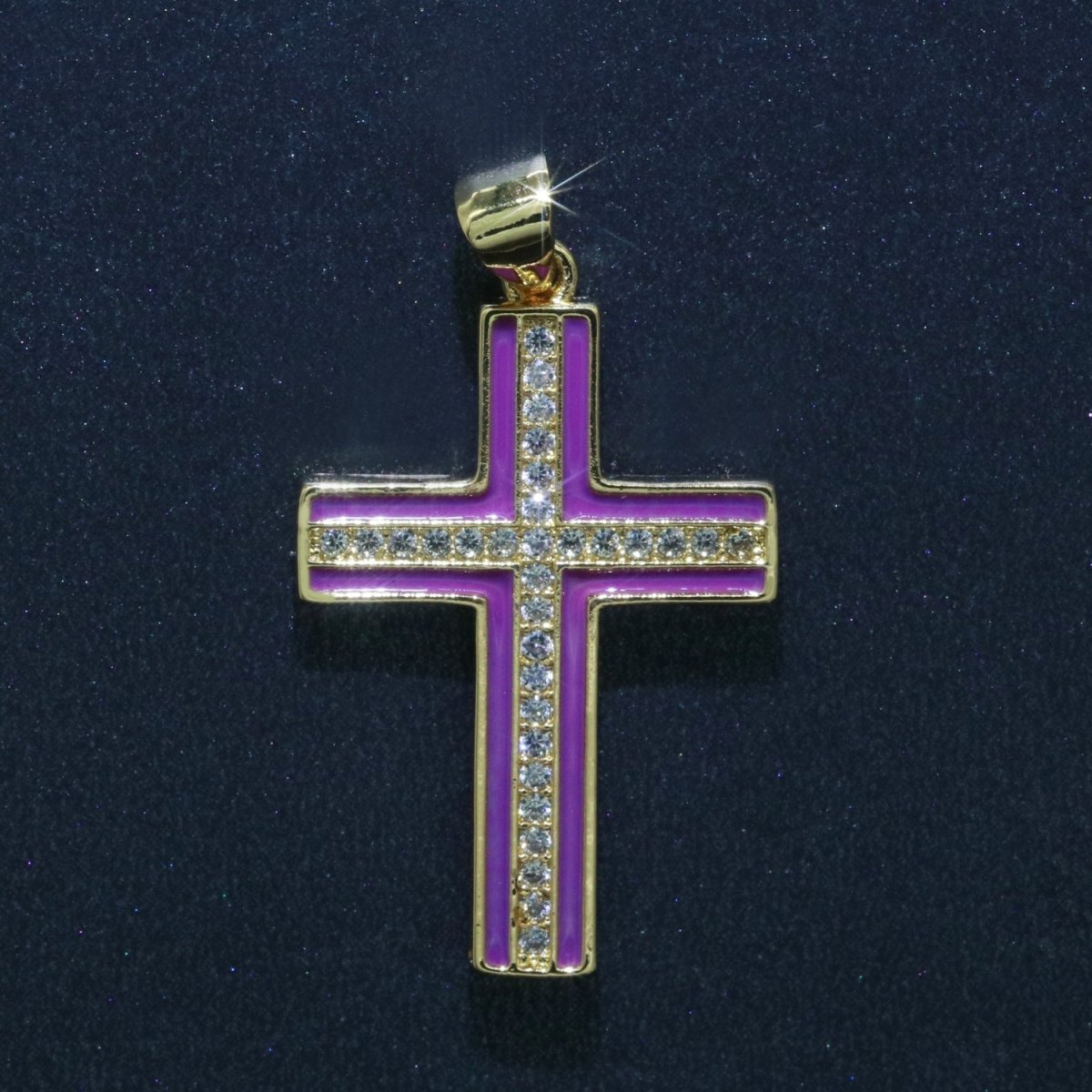 14K Gold Filled Cross Charm, Enamel Cross for Religious Statement Jewelry J-286~J-295