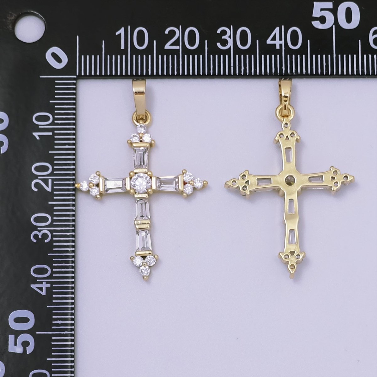 14k Gold Filled Cross Pendant, Cubic Micro Pave Baguette cross charm CZ Pendant Religious Necklace Pendant Jewelry Making J-186 J-868
