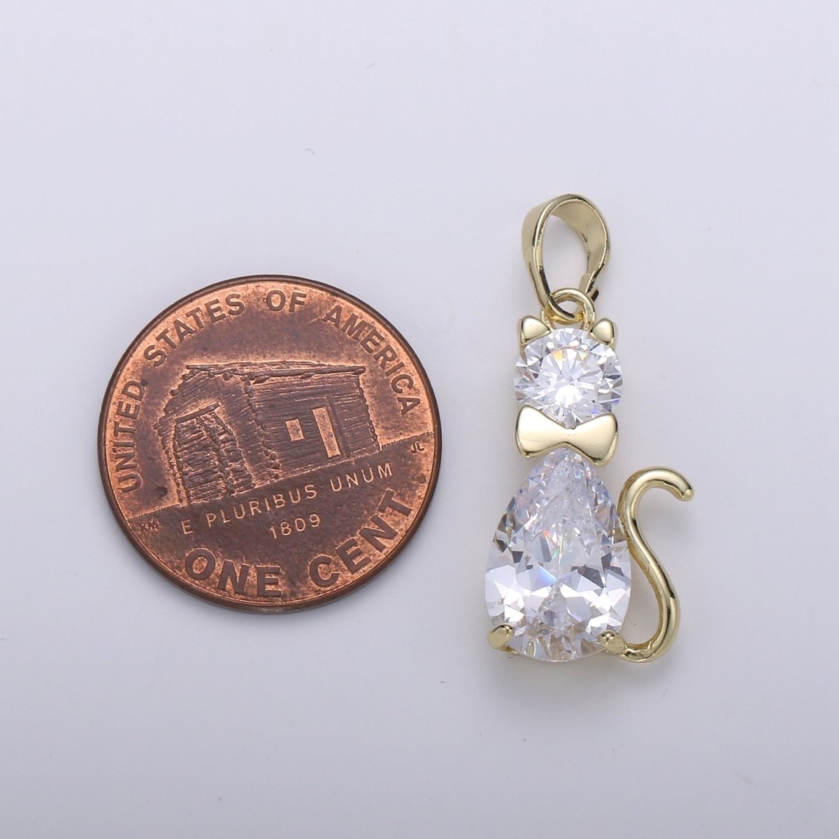 14K Gold Filled Crystal Cat Pendants  J-095
