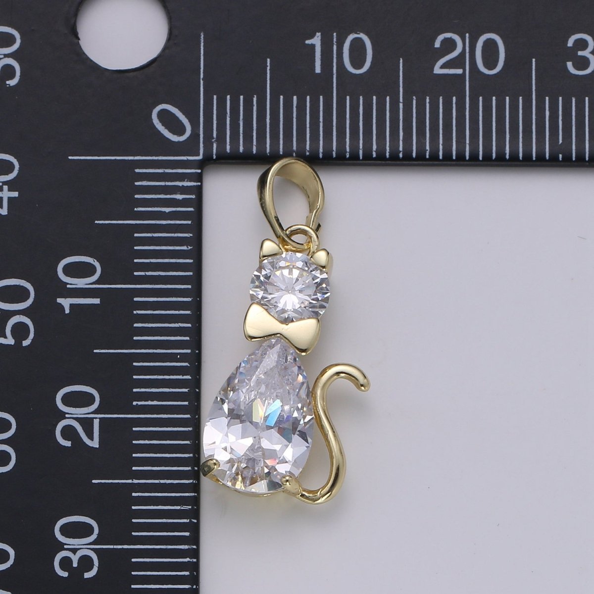 14K Gold Filled Crystal Cat Pendants  J-095