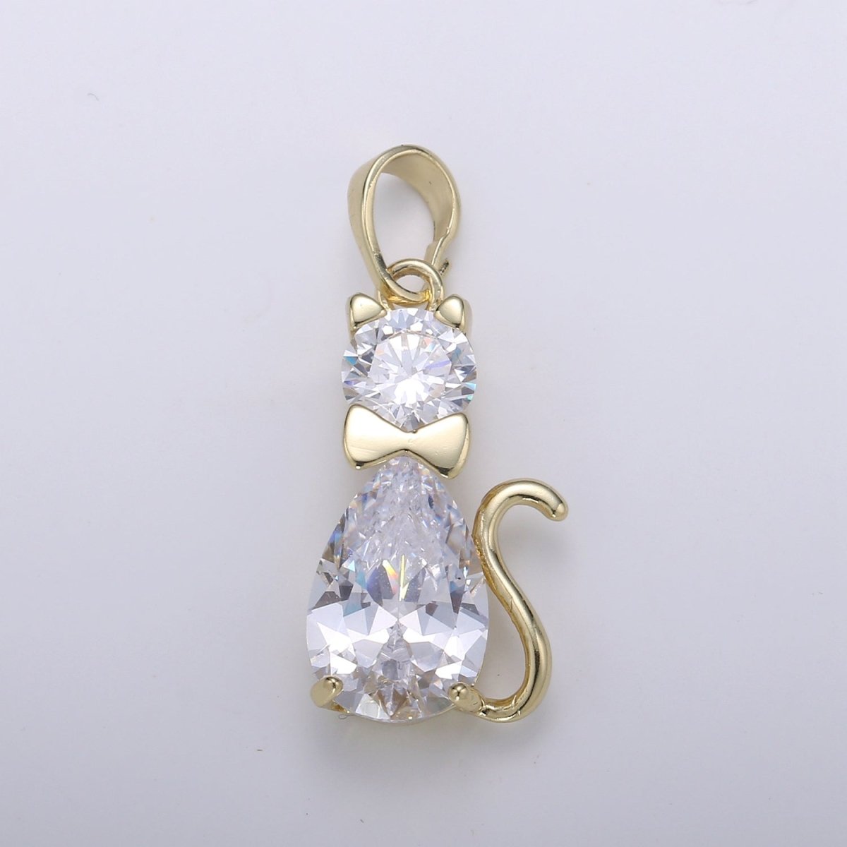14K Gold Filled Crystal Cat Pendants  J-095