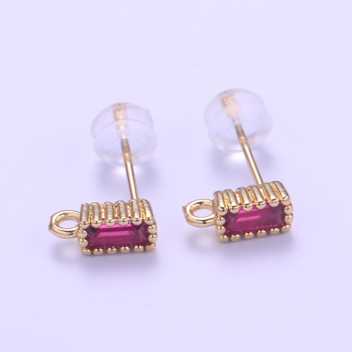 14K Gold Filled Crystal Rectangle Studs L-276~L-281