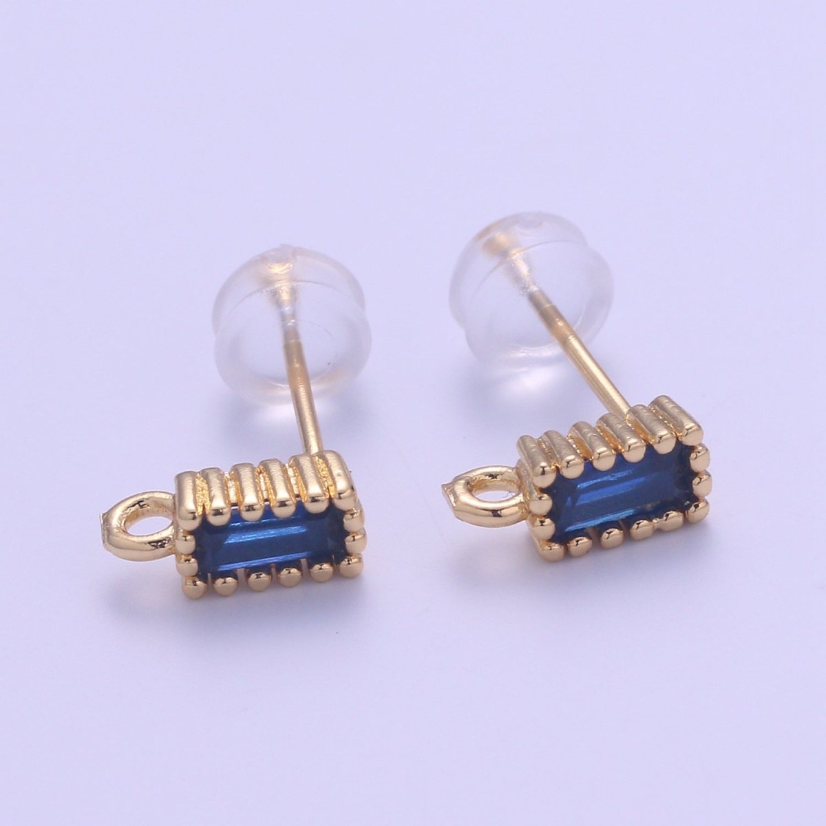 14K Gold Filled Crystal Rectangle Studs L-276~L-281
