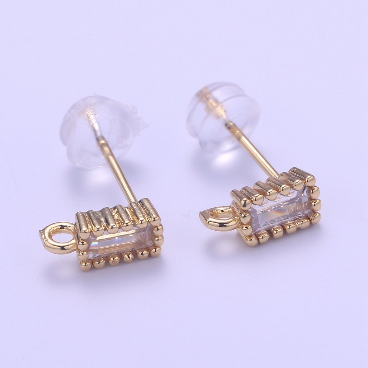 14K Gold Filled Crystal Rectangle Studs L-276~L-281
