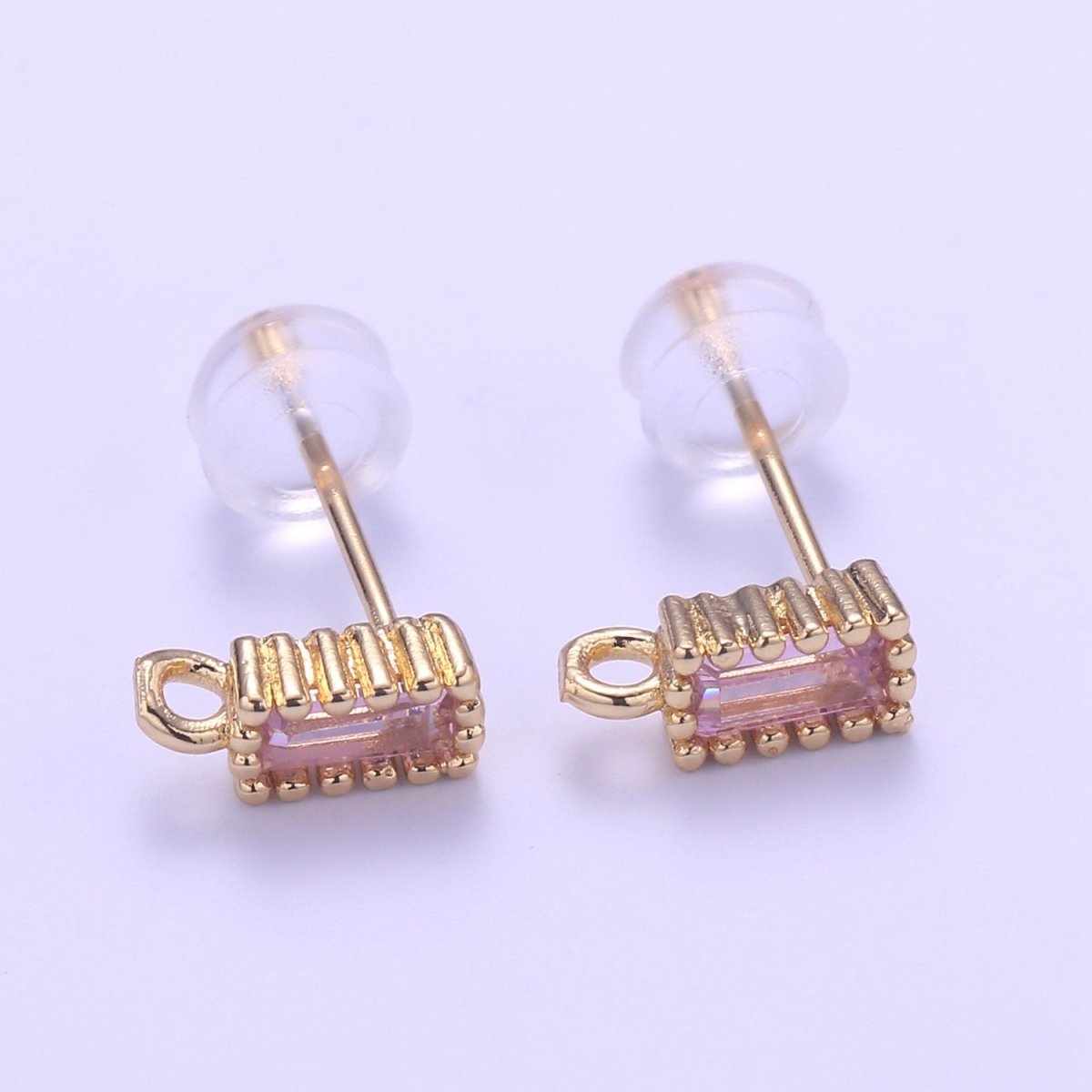 14K Gold Filled Crystal Rectangle Studs L-276~L-281