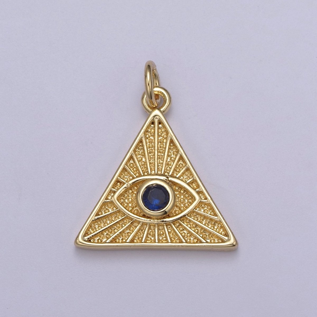 14K Gold Filled Cubic Illuminati Eye Charm Pendant Necklace in Triangle Medallion Charm for Bracelet Necklace Earring Supply N-391 N-392 N-393