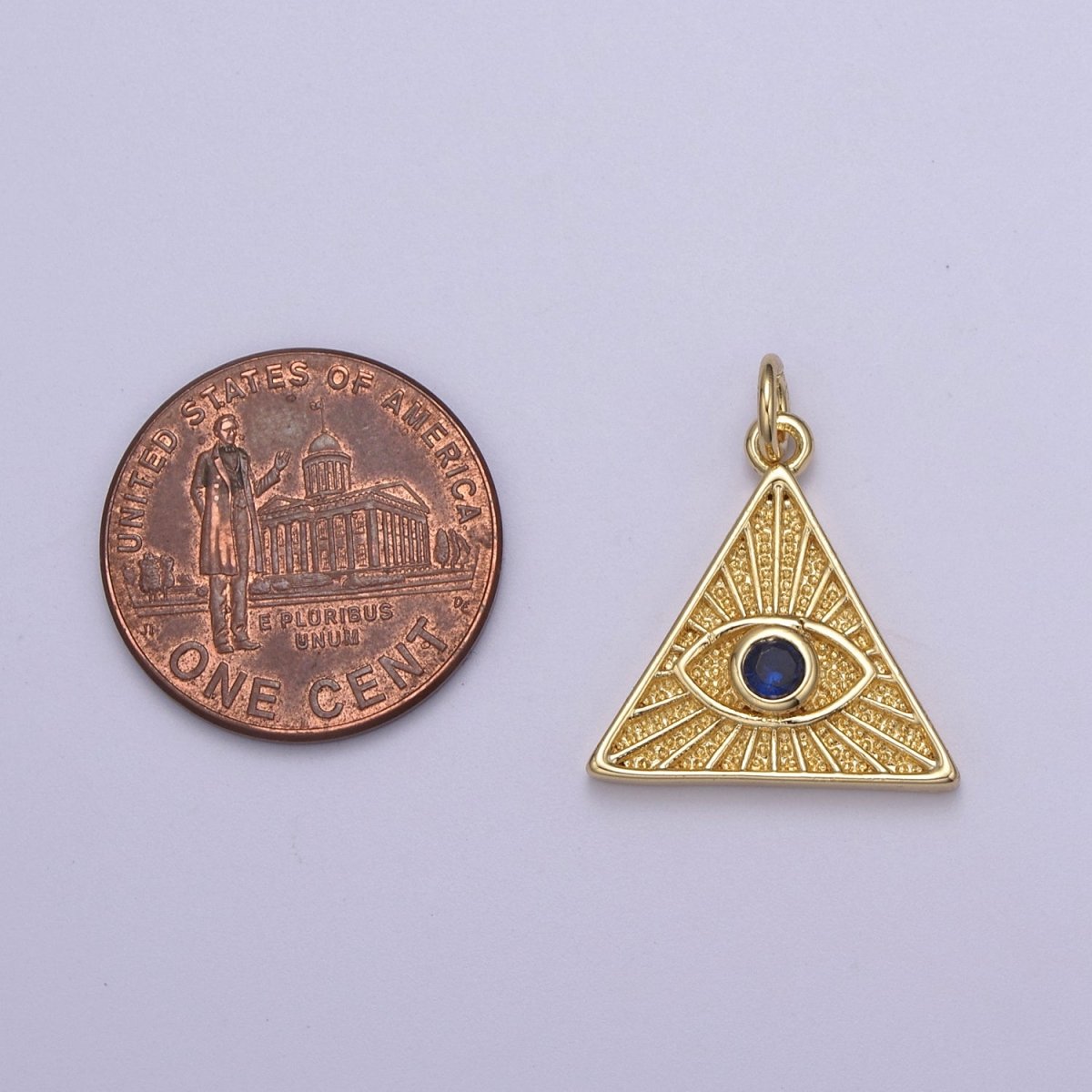 14K Gold Filled Cubic Illuminati Eye Charm Pendant Necklace in Triangle Medallion Charm for Bracelet Necklace Earring Supply N-391 N-392 N-393