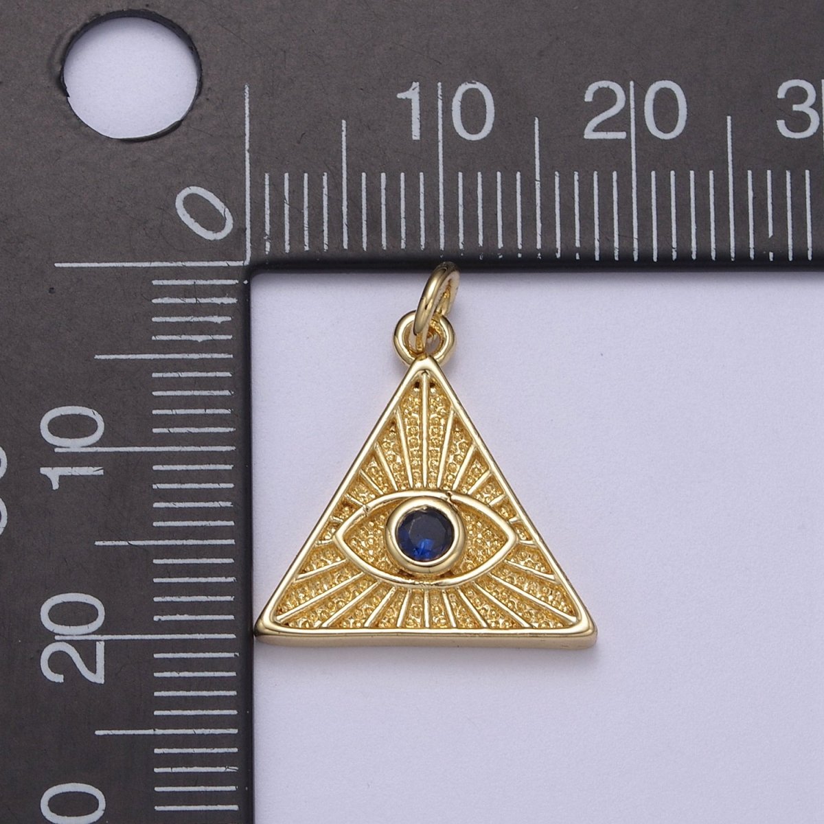 14K Gold Filled Cubic Illuminati Eye Charm Pendant Necklace in Triangle Medallion Charm for Bracelet Necklace Earring Supply N-391 N-392 N-393