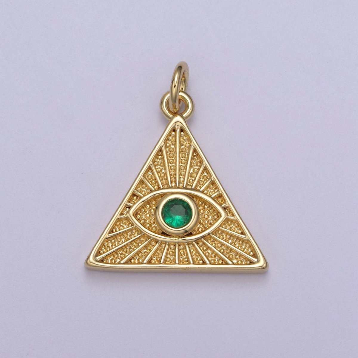 14K Gold Filled Cubic Illuminati Eye Charm Pendant Necklace in Triangle Medallion Charm for Bracelet Necklace Earring Supply N-391 N-392 N-393